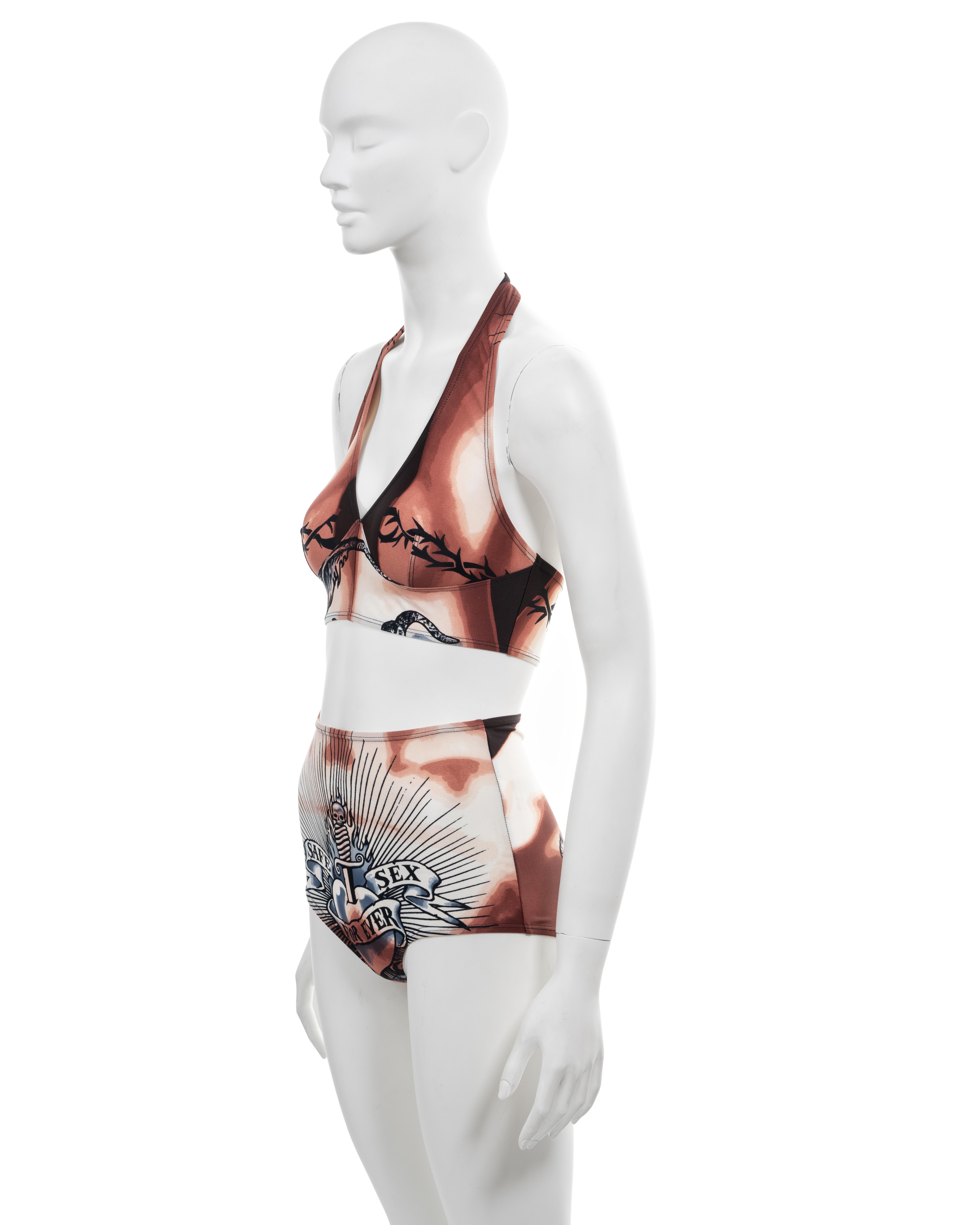 Jean Paul Gaultier 'Safe Sex Forever' tattoo print 2 piece set, ss 1996 For Sale 5