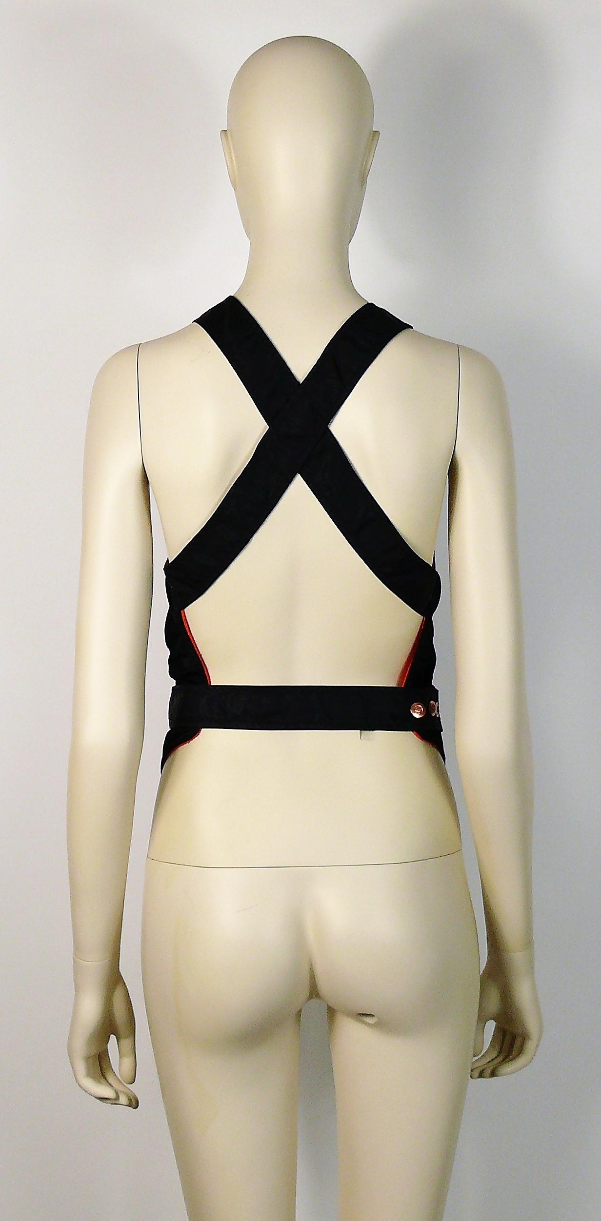Women's or Men's Jean Paul Gaultier Safe Sex Nylon Bondage Backless Utilitarian Vest Size S