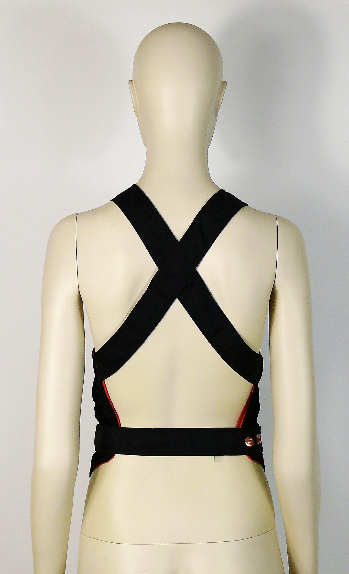 Jean Paul Gaultier Safe Sex Nylon Bondage Backless Utilitarian Vest Size S 1