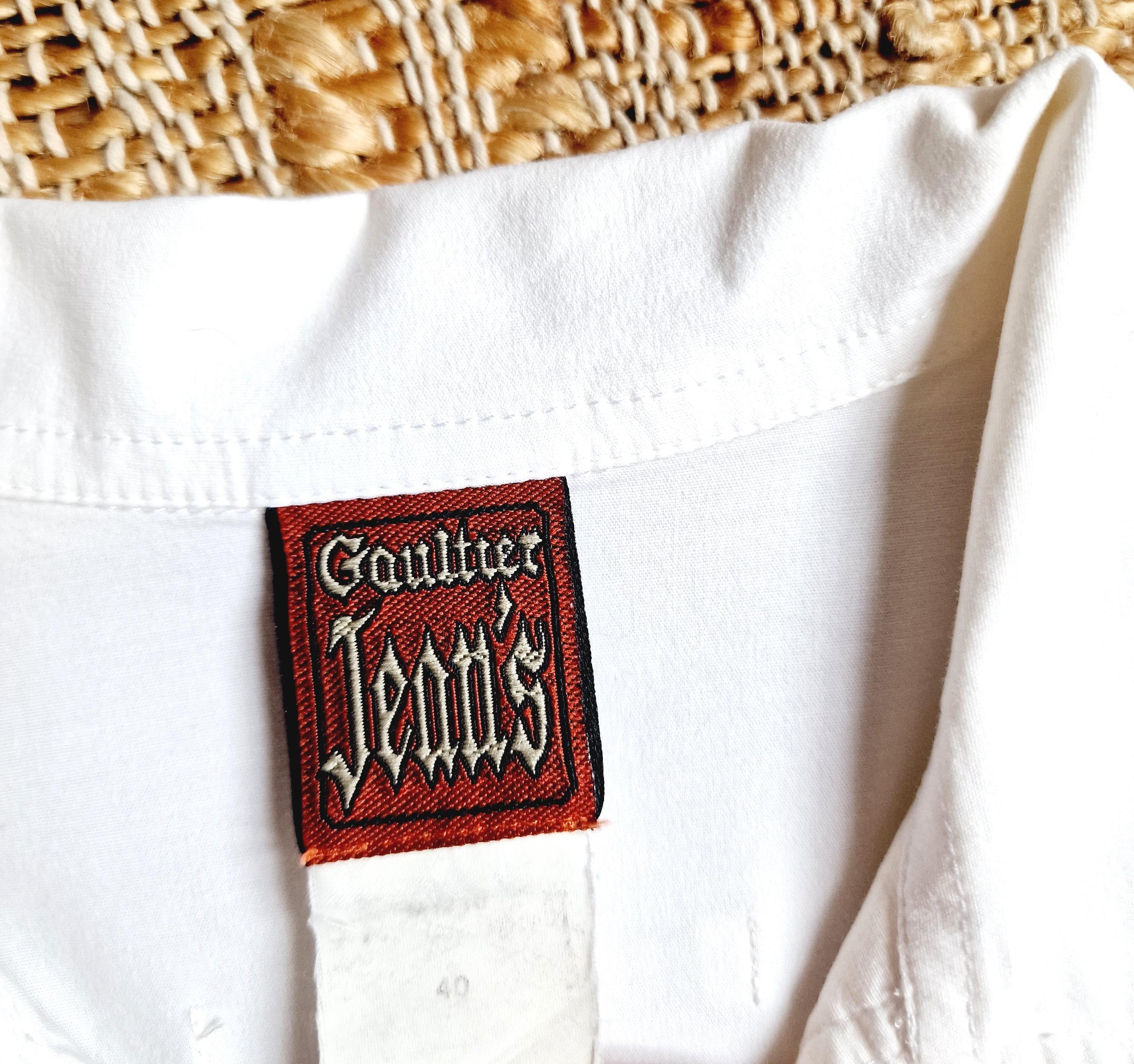 Jean Paul Gaultier Safety Pin Clips Vintage Bella Hadid White Shirt Blouse Top For Sale 4