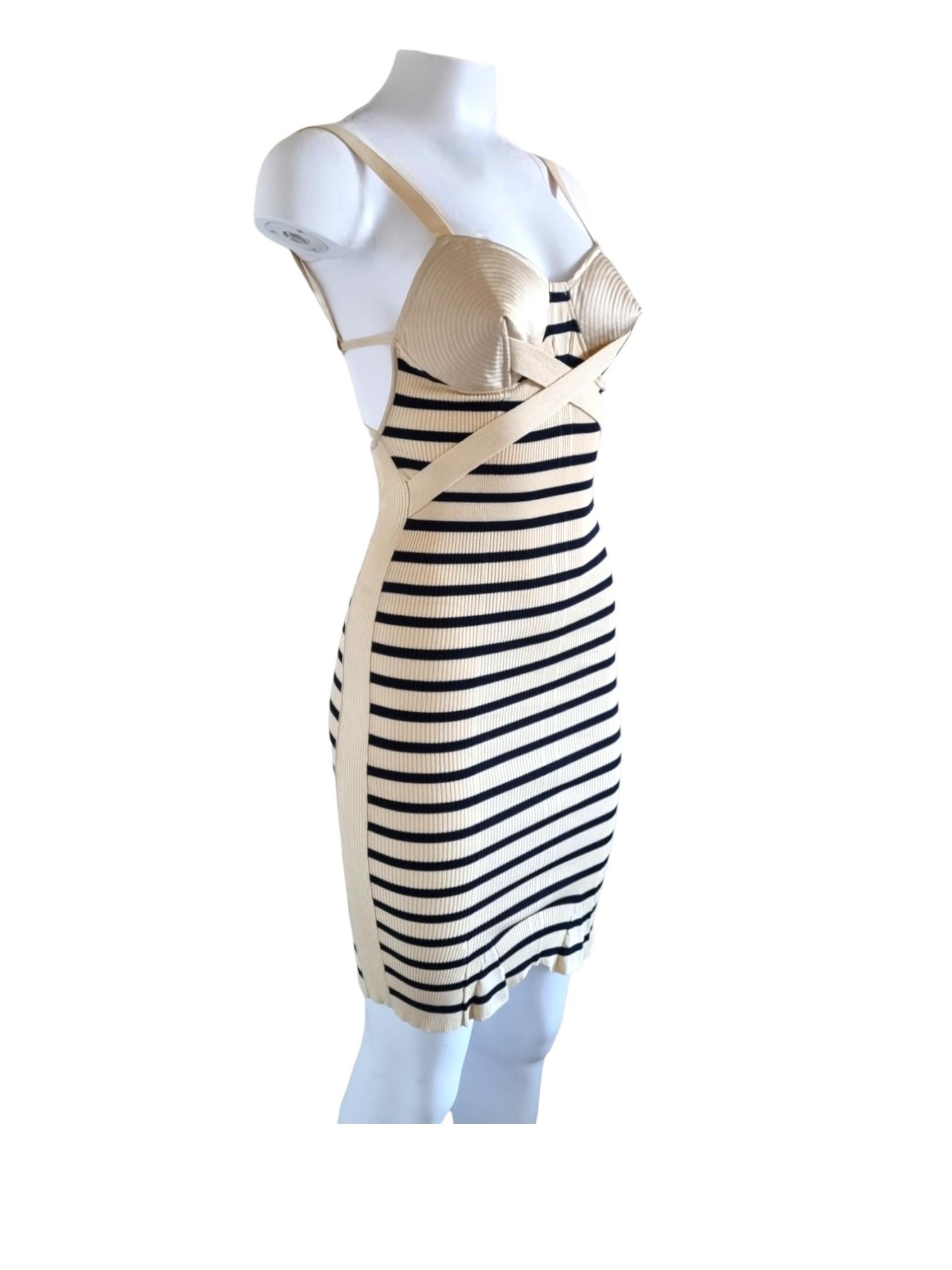 Beige Jean Paul Gaultier Sailor Cone dress 1990's For Sale