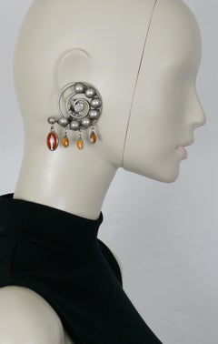 Jean Paul Gaultier Vintage Scapular Medal Charm Spiral Clip-On Earrings
