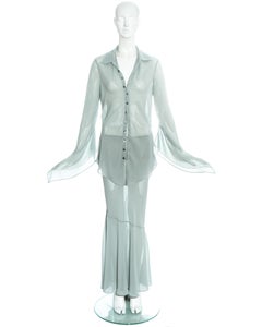 Camicetta e gonna in chiffon verde acqua di Jean Paul Gaultier, ss 2002