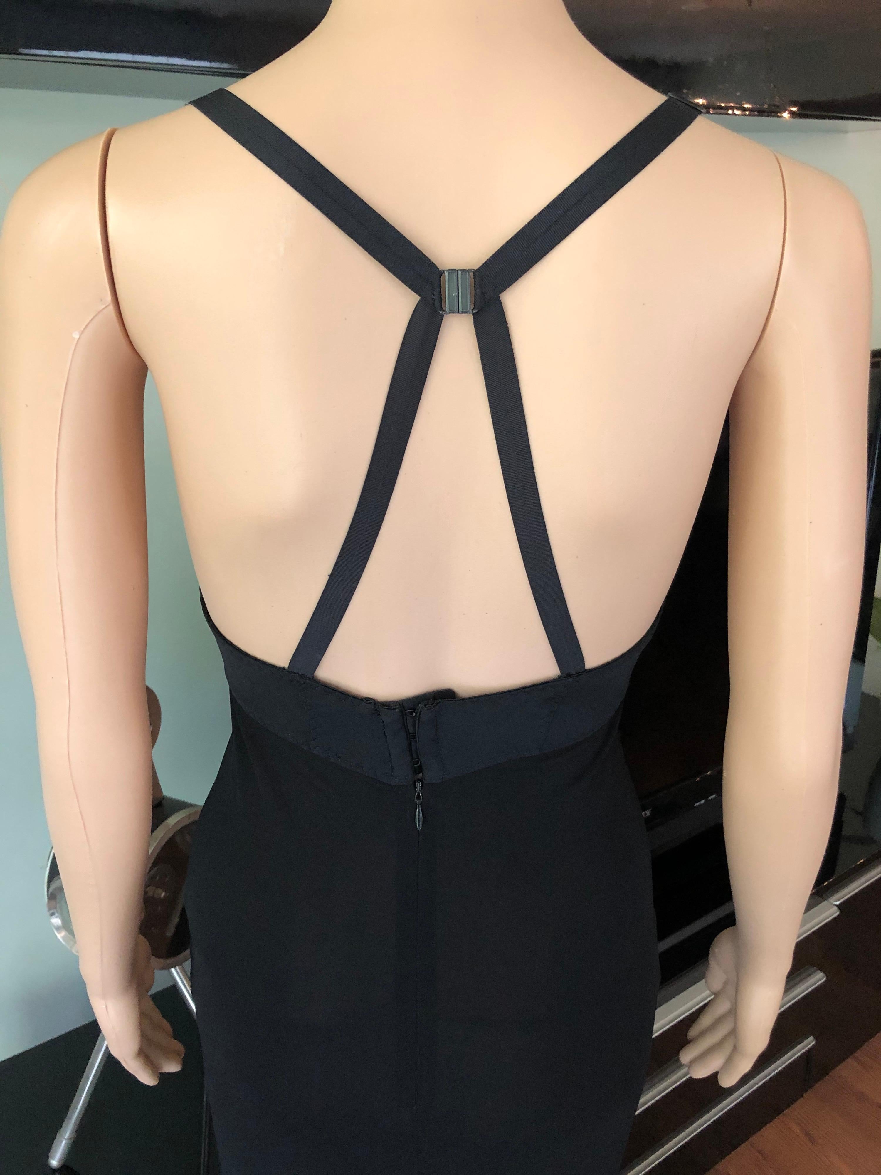 Jean Paul Gaultier Schwarzes Kleid mit halbtransparentem Rückenausschnitt und akzentuiertem Ösenbesatz und Büste im Angebot 2