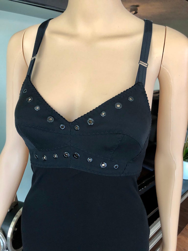 Jean Paul Gaultier Semi-Sheer Cutout Back Grommet Accented Bust Black Dress For Sale 3
