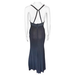 Jean Paul Gaultier Schwarzes Kleid mit halbtransparentem Rückenausschnitt und akzentuiertem Ösenbesatz und Büste