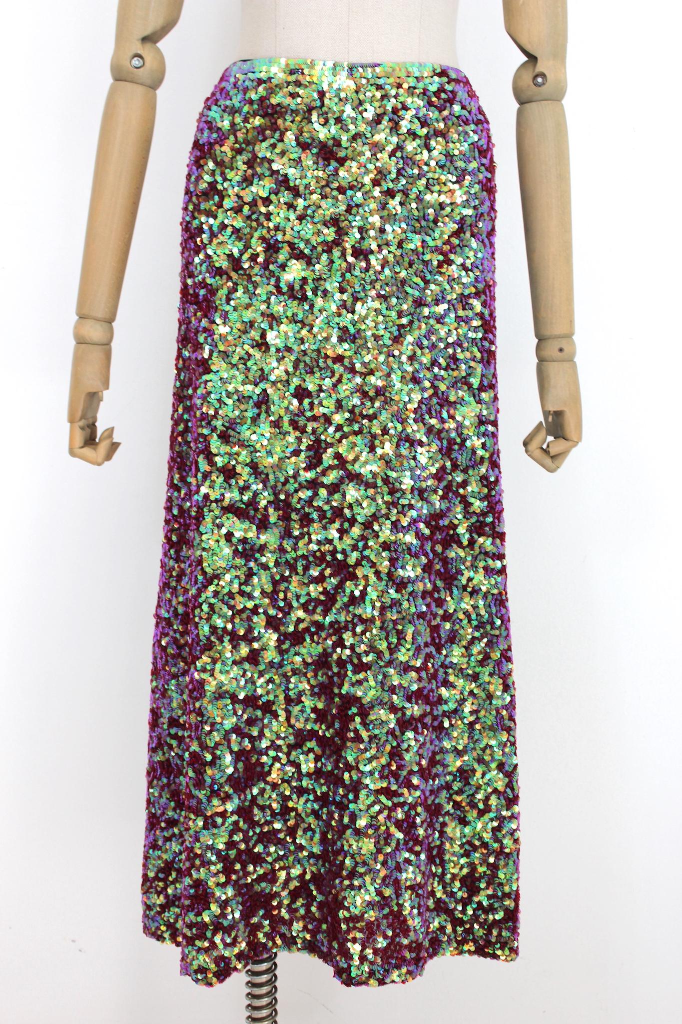 Jean Paul Gaultier Sequins Iridescent Multicolor Skirt Suit Cocktail Dress 1990s 6