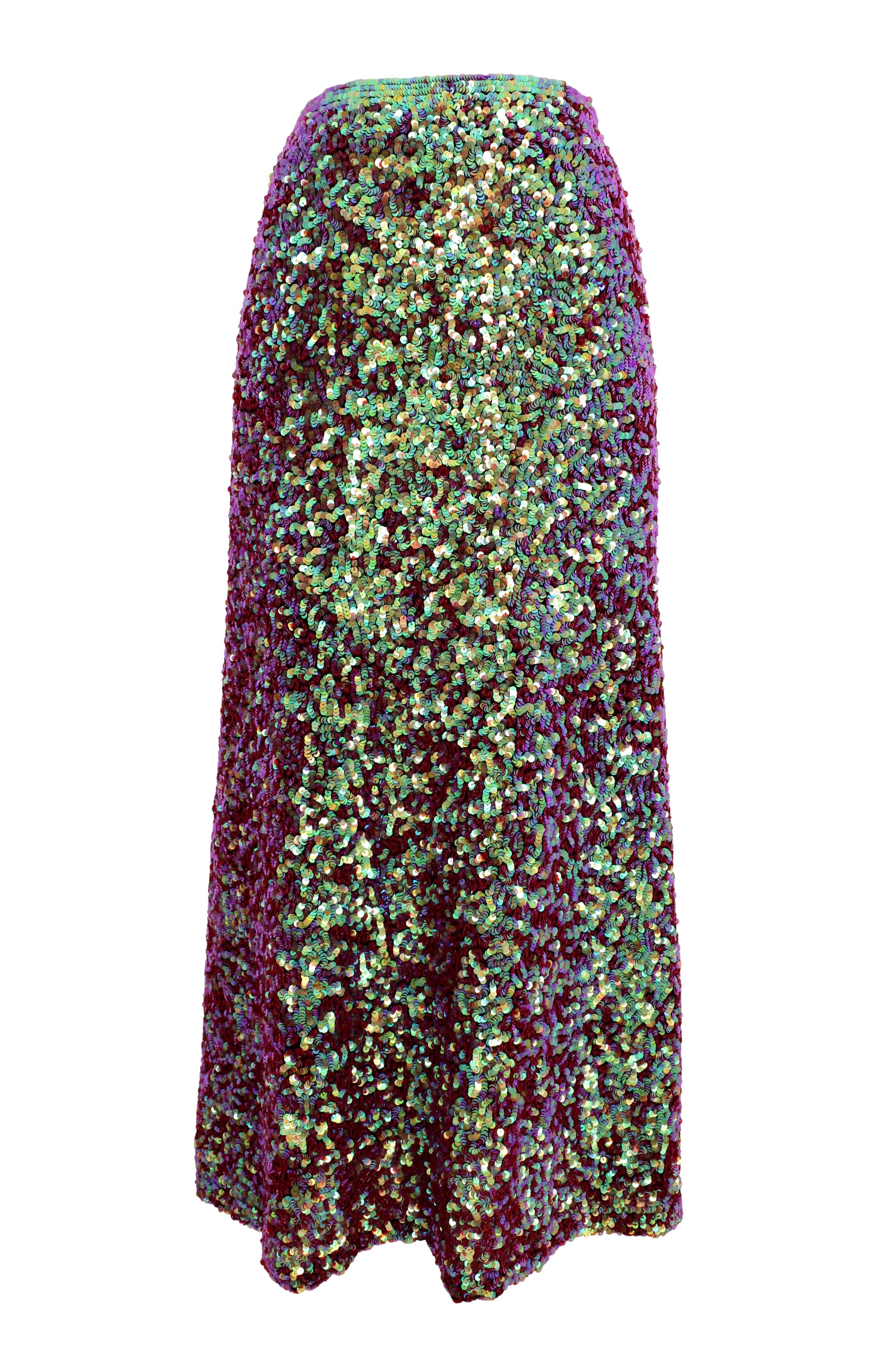 Jean Paul Gaultier Sequins Iridescent Multicolor Skirt Suit Cocktail Dress 1990s 4