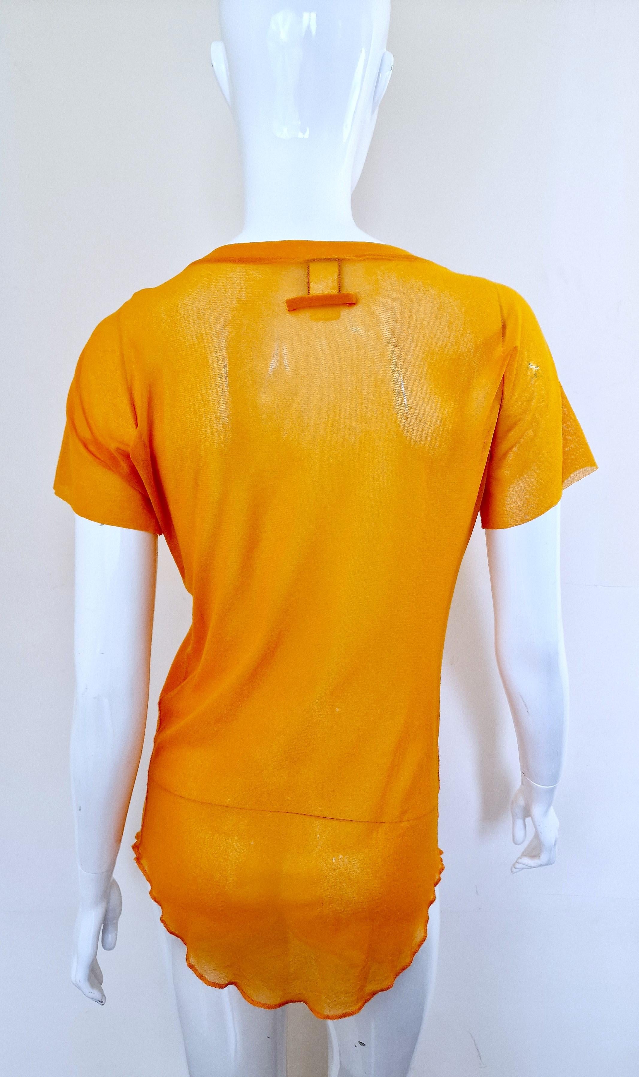 Jean Paul Gaultier Sex Sybmol Soleil Orange Logo Text Men Shirt Large XL Top For Sale 6