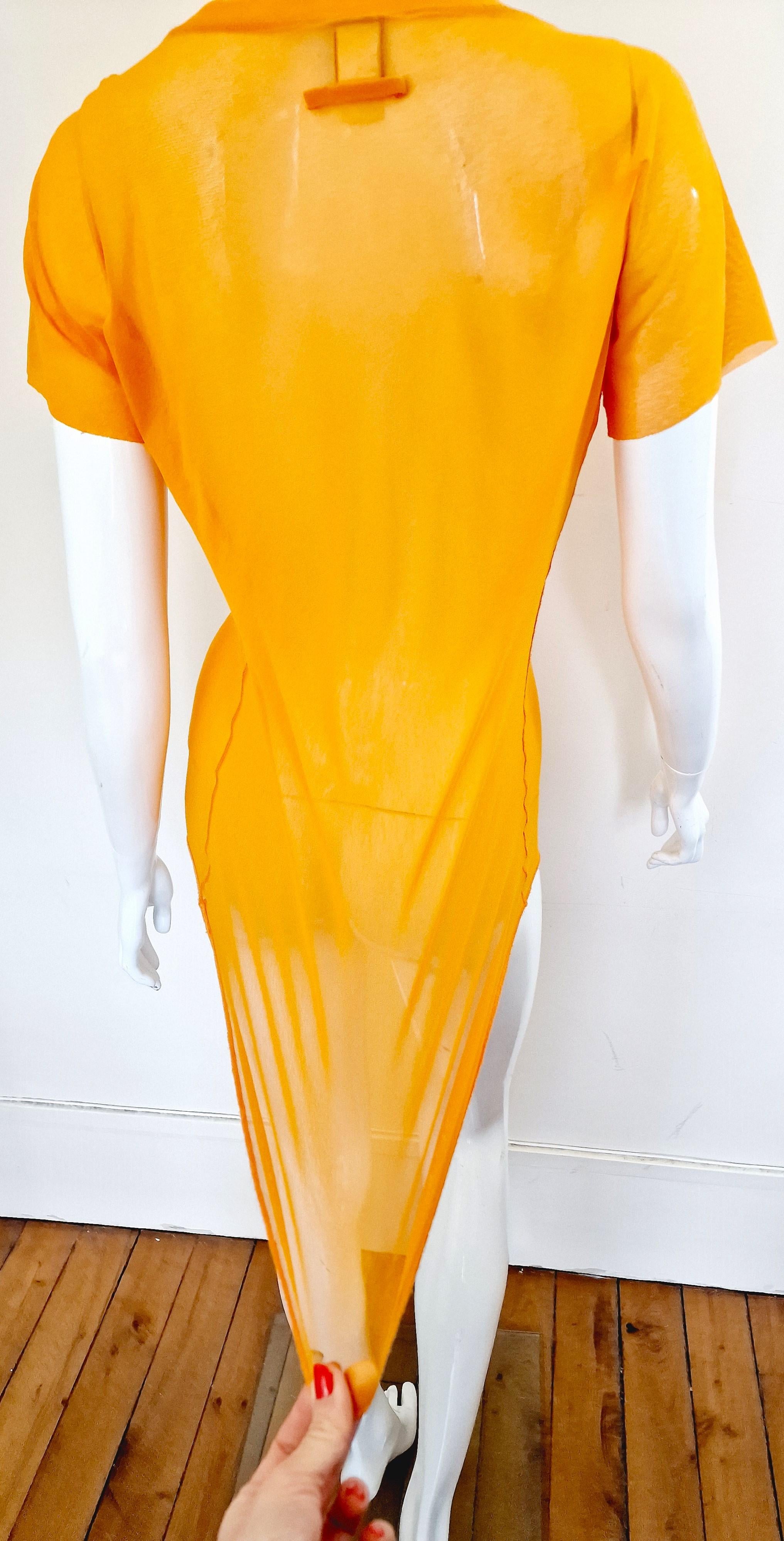 Jean Paul Gaultier Sex Sybmol Soleil Orange Logo Text Men Shirt Large XL Top For Sale 7