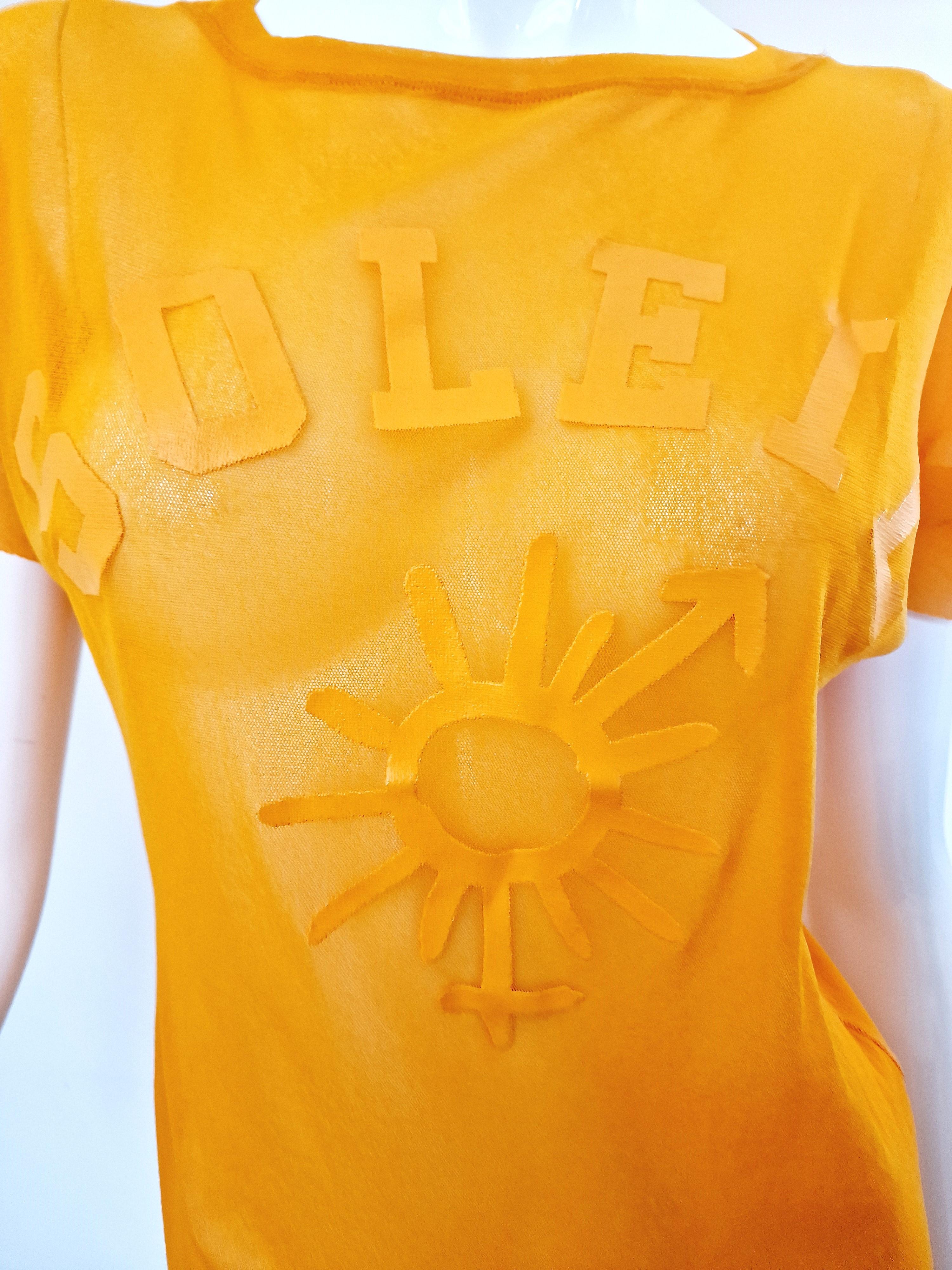 Jean Paul Gaultier Sex Sybmol Soleil Orange Logo Text Men Shirt Large XL Top For Sale 1