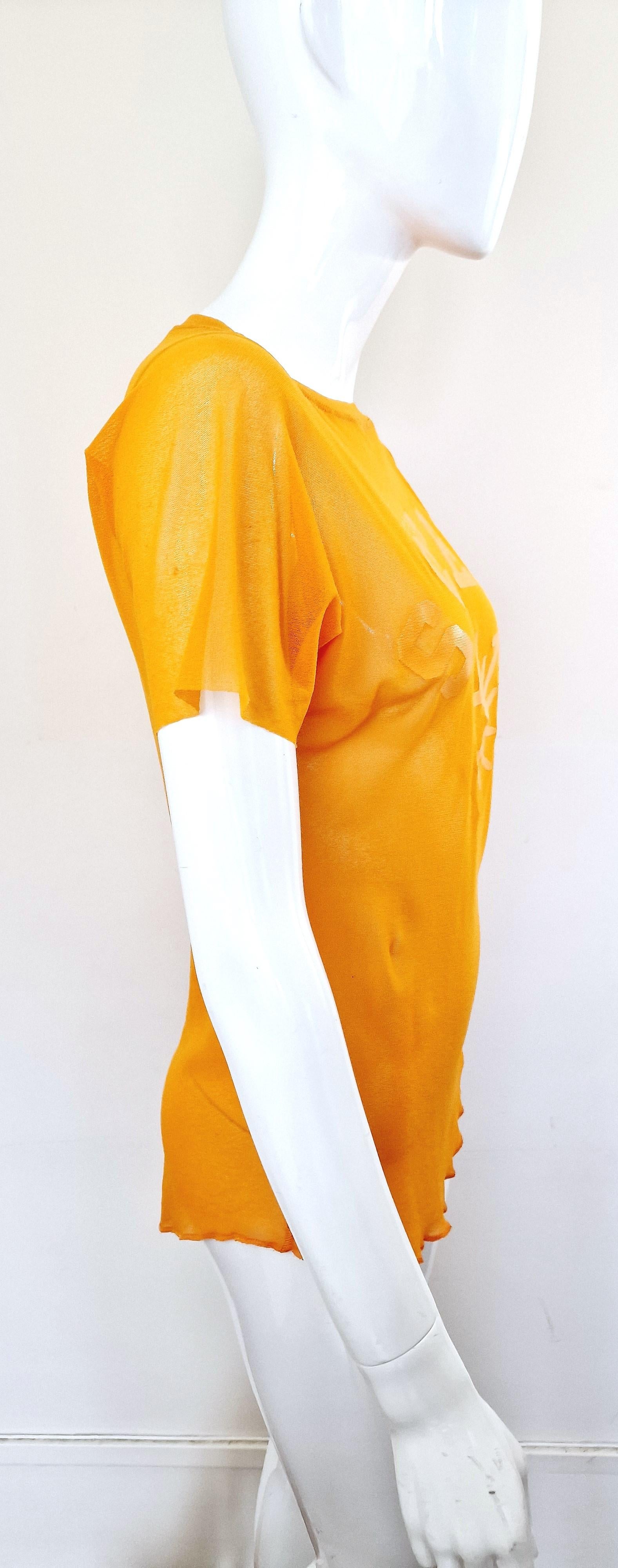 Jean Paul Gaultier Sex Sybmol Soleil Orange Logo Text Men Shirt Large XL Top For Sale 5