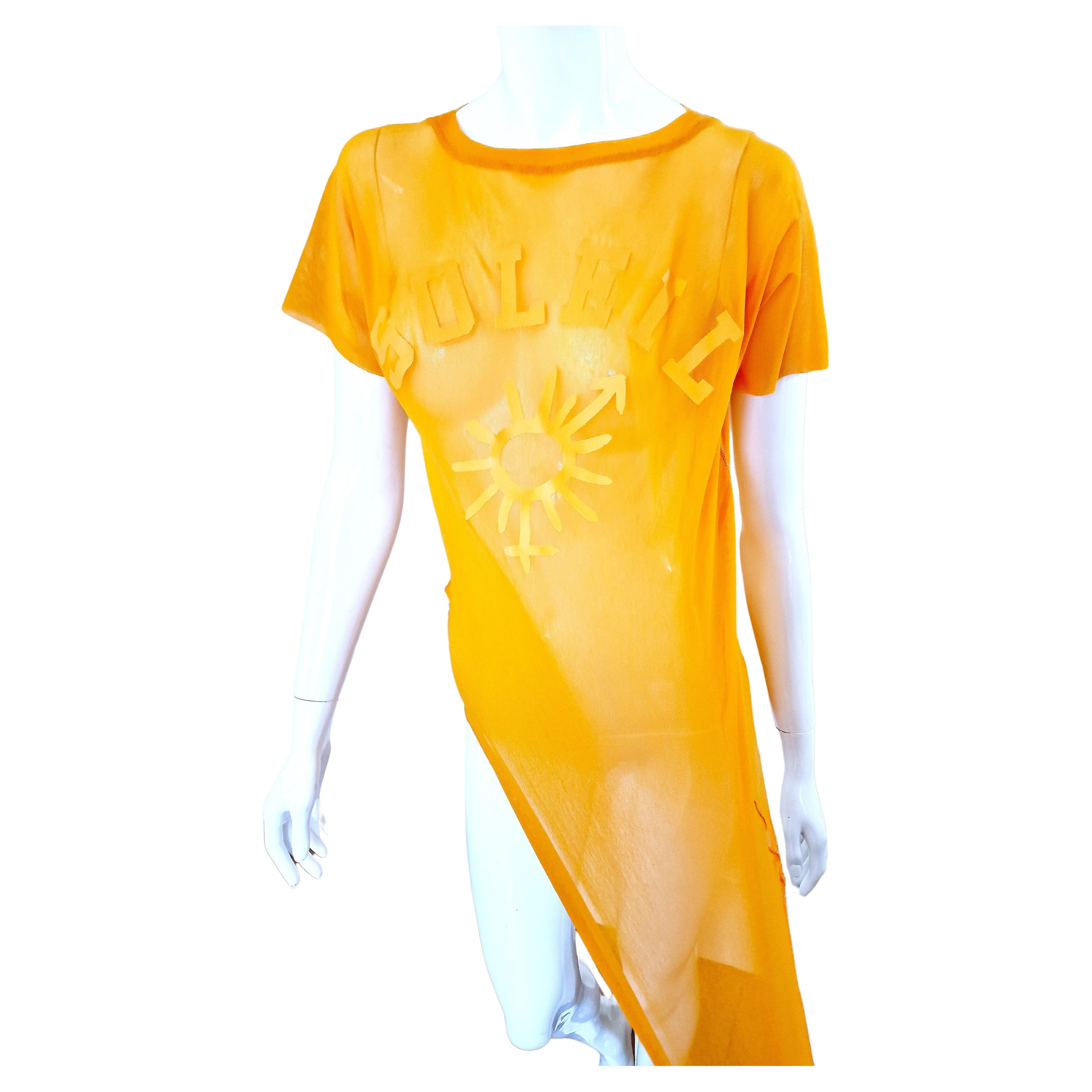 Jean Paul Gaultier Sex Sybmol Soleil Orange Logo Text Men Shirt Large XL Top For Sale