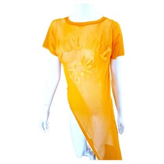 Jean Paul Gaultier Jeans Soleil Logo Orange Texte Chemise Hommes Grand XL Top
