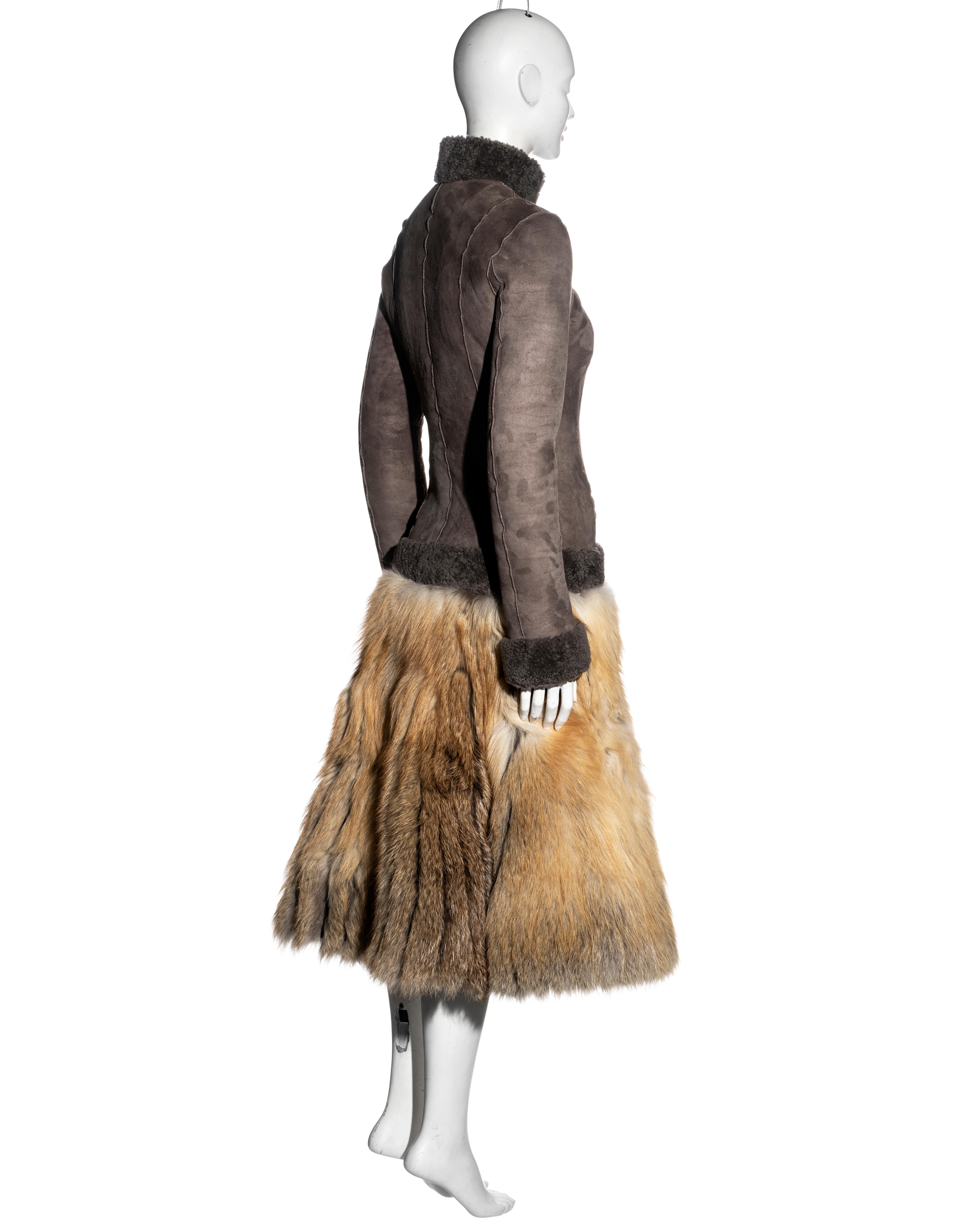 Jean Paul Gaultier sheepskin and fox fur coat dress, fw 2006 In Excellent Condition For Sale In London, GB
