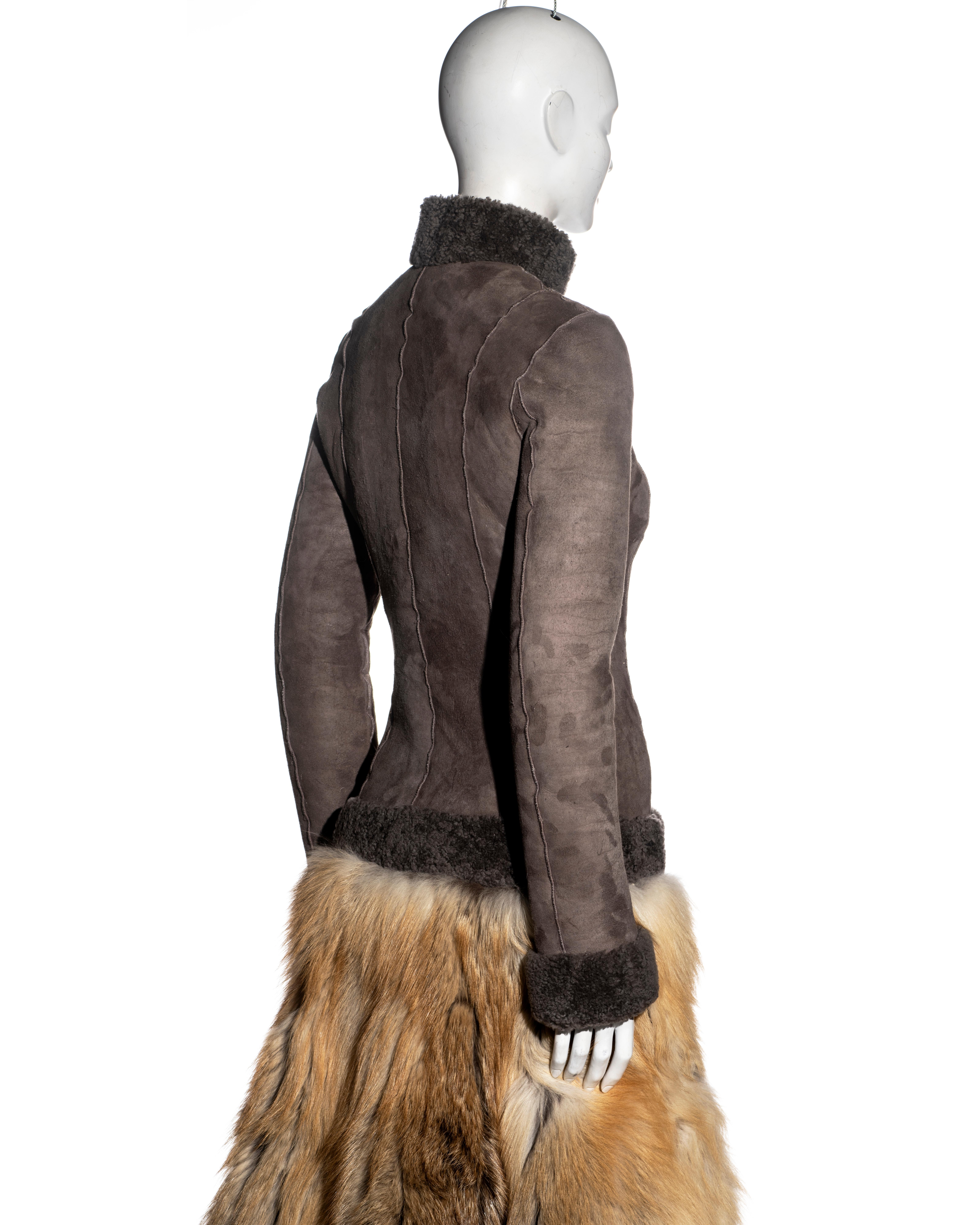 Women's Jean Paul Gaultier sheepskin and fox fur coat dress, fw 2006 For Sale