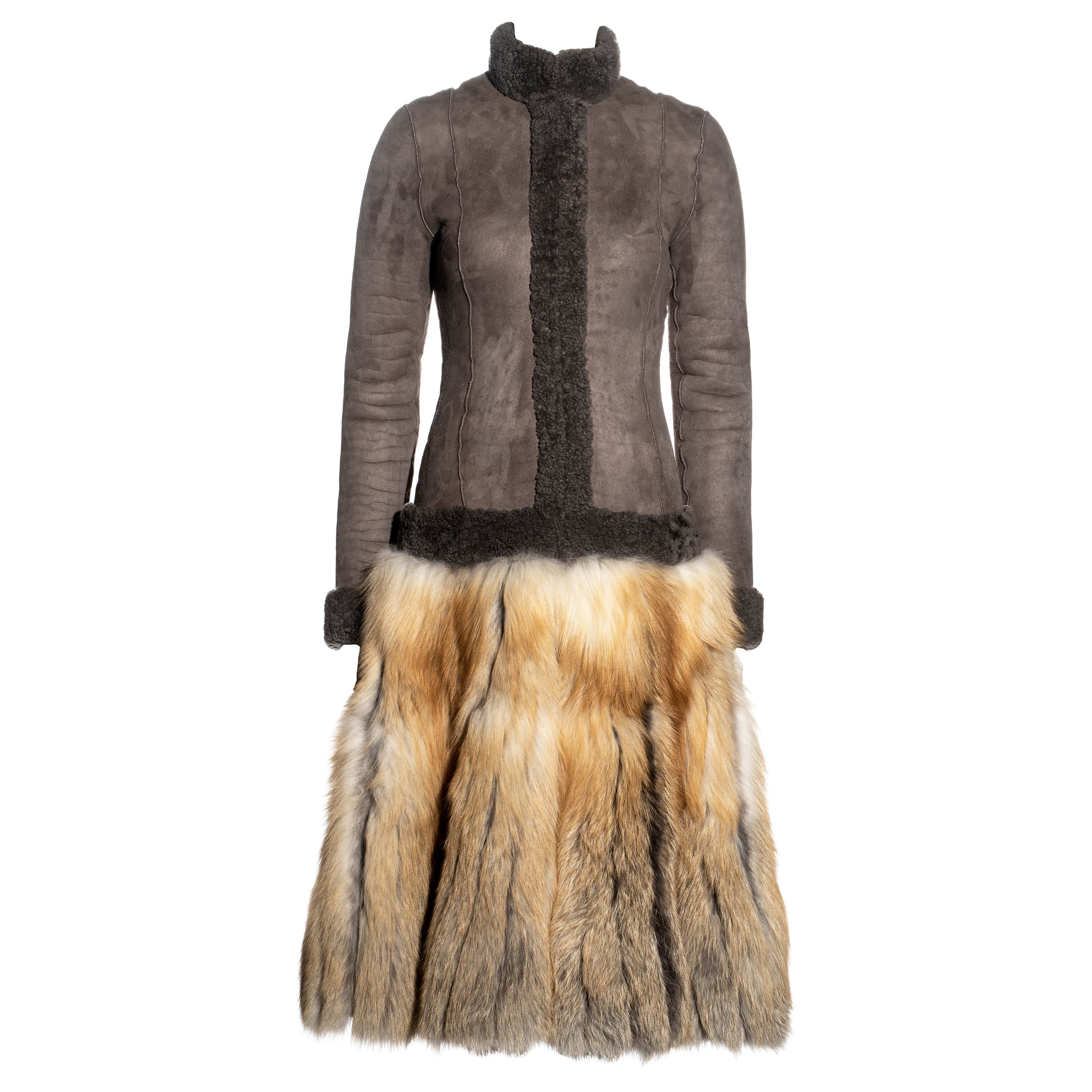 Robe manteau en peau de mouton et fourrure de renard Jean Paul Gaultier, fw 2006