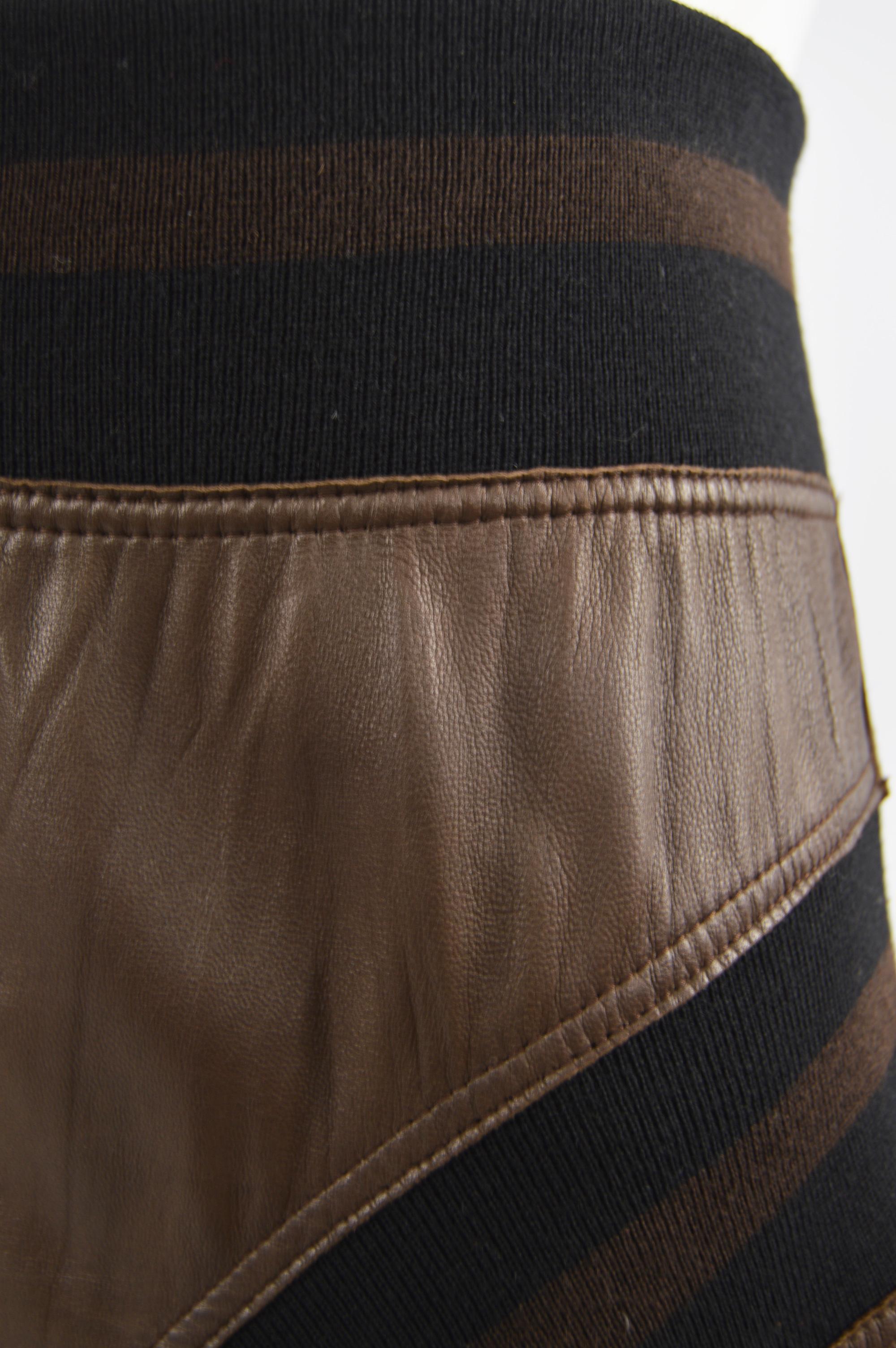 Black Jean Paul Gaultier Sheepskin Leather Vintage Skirt