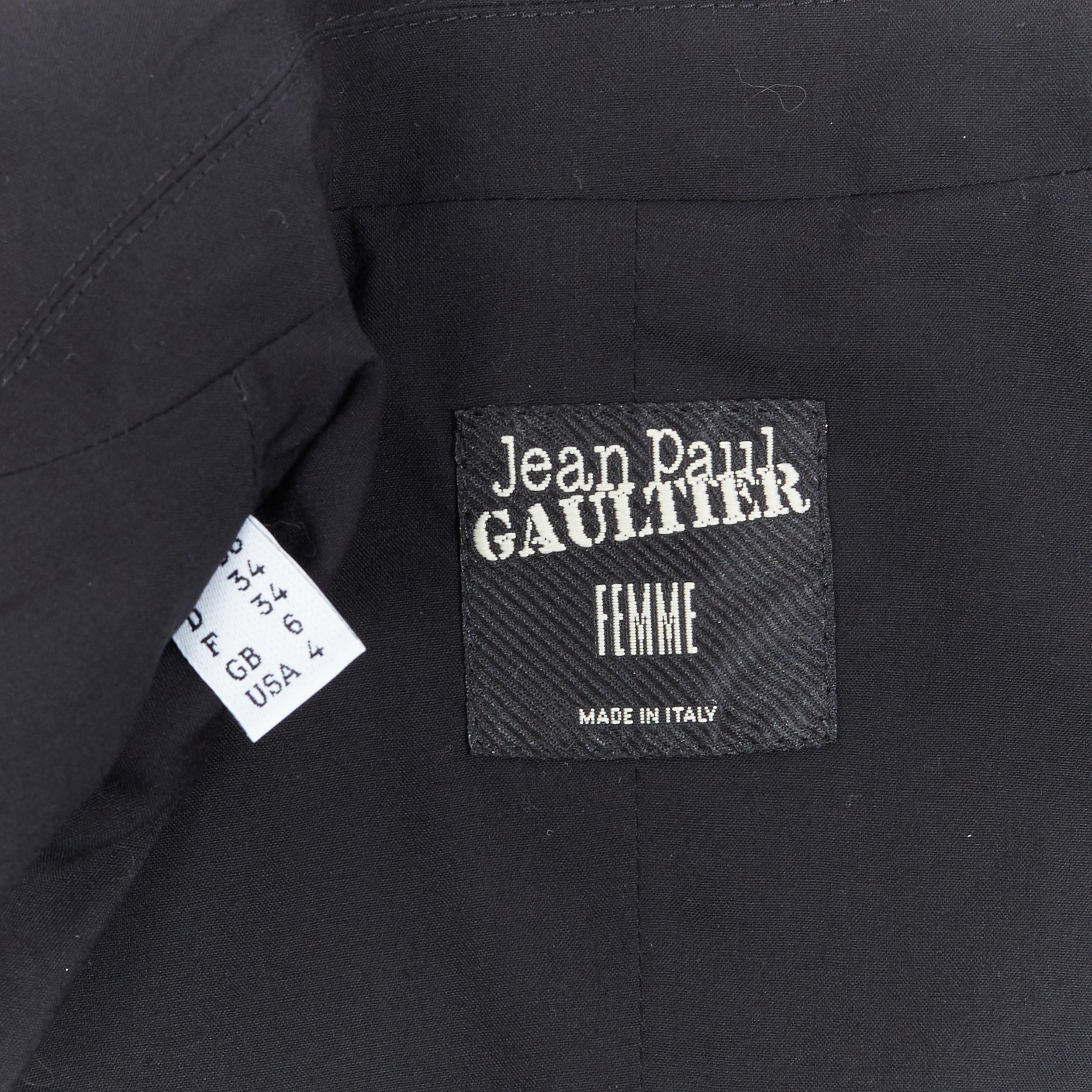 JEAN PAUL GAULTIER sheer boned corset waist hook eye blazer jacket IT38 XS 3
