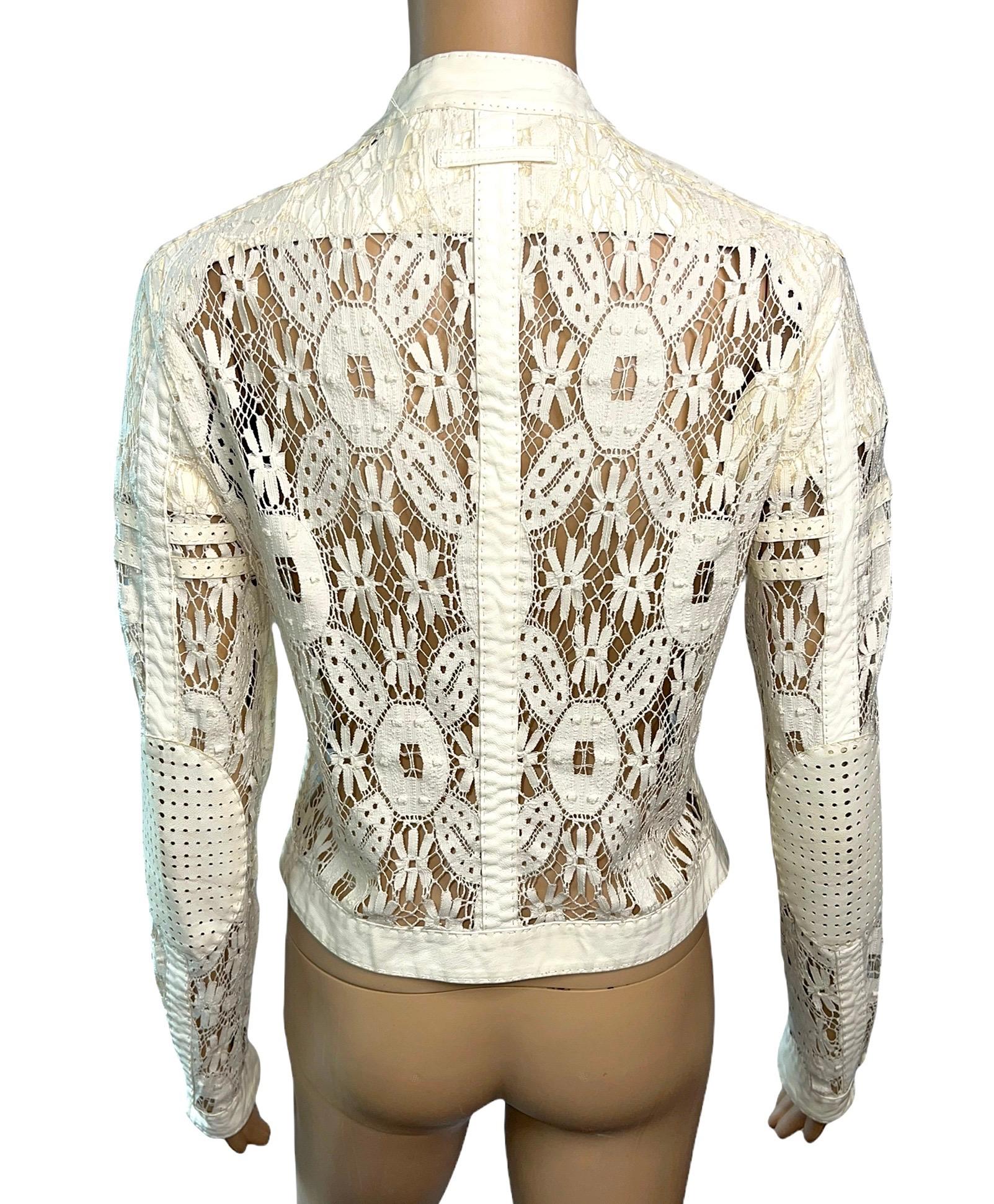Jean Paul Gaultier Sheer Lace Inserts Cutout Ivory Top Jacket IT 38
