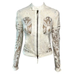 Jean Paul Gaultier Sheer Lace Inserts Cutout Ivory Top Jacket
