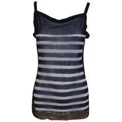 Jean Paul Gaultier signierte nautisch gestreifte Mesh-Tanktop datiert 2001-02