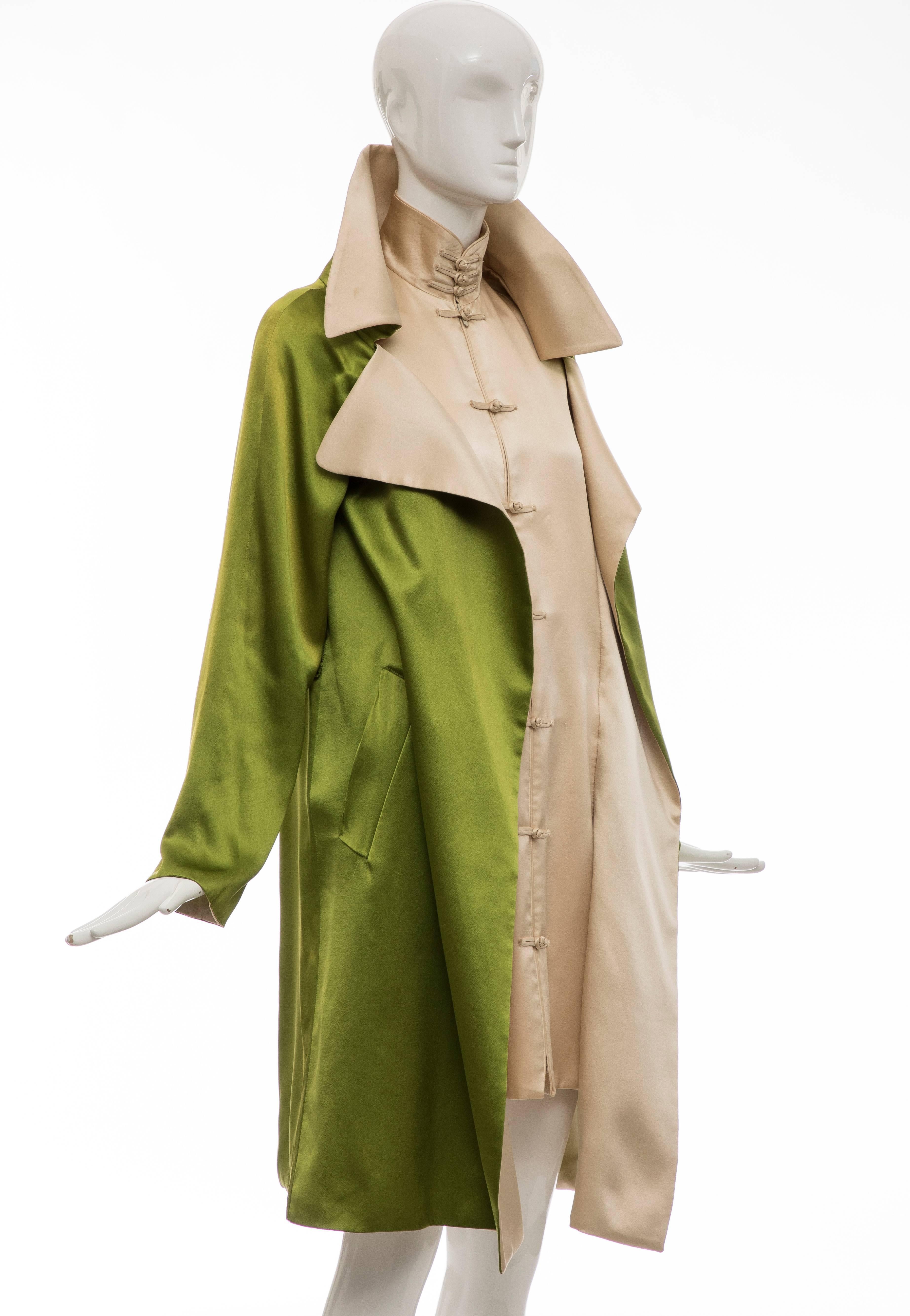 Women's Jean Paul Gaultier Silk Charmeuse Dress Coat, Fall 2010