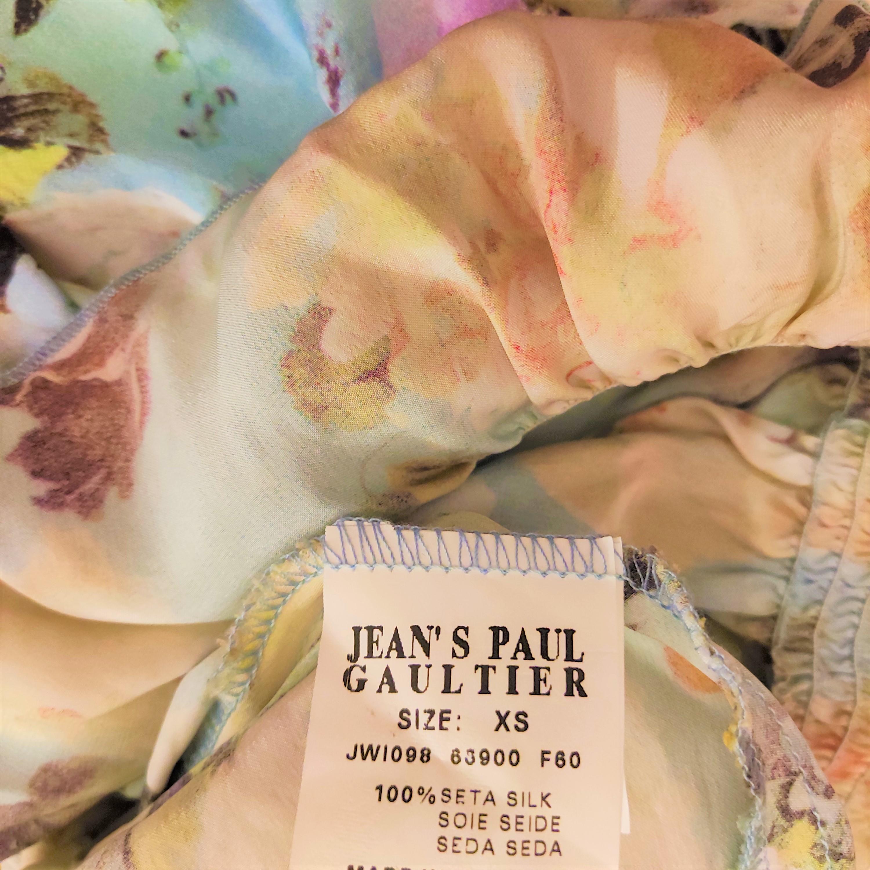 Jean Paul Gaultier Silk Floral Rose Open Back Sexy Silk JPG Dress Tee Top Tunic For Sale 4