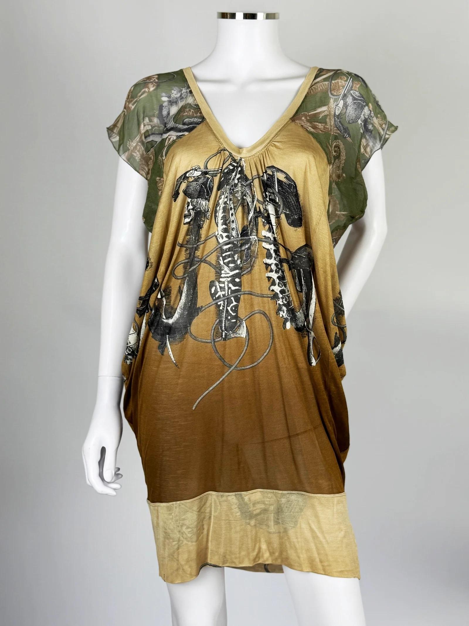 Jean Paul Gaultier Grafisches Seidenkleid, um 2000 (Braun) im Angebot