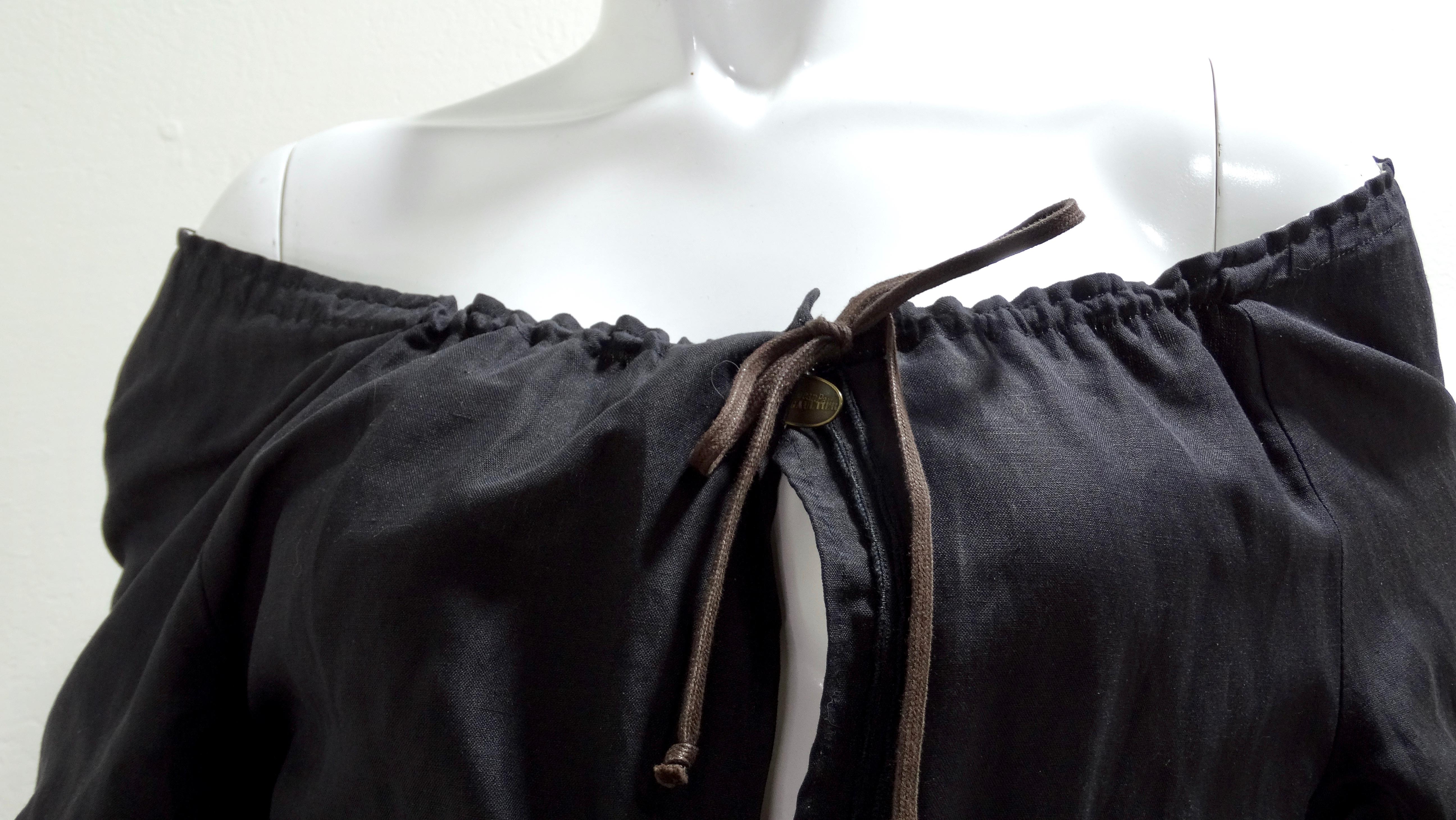 Black Jean Paul Gaultier Silk/Linen Trouser Matching Set For Sale