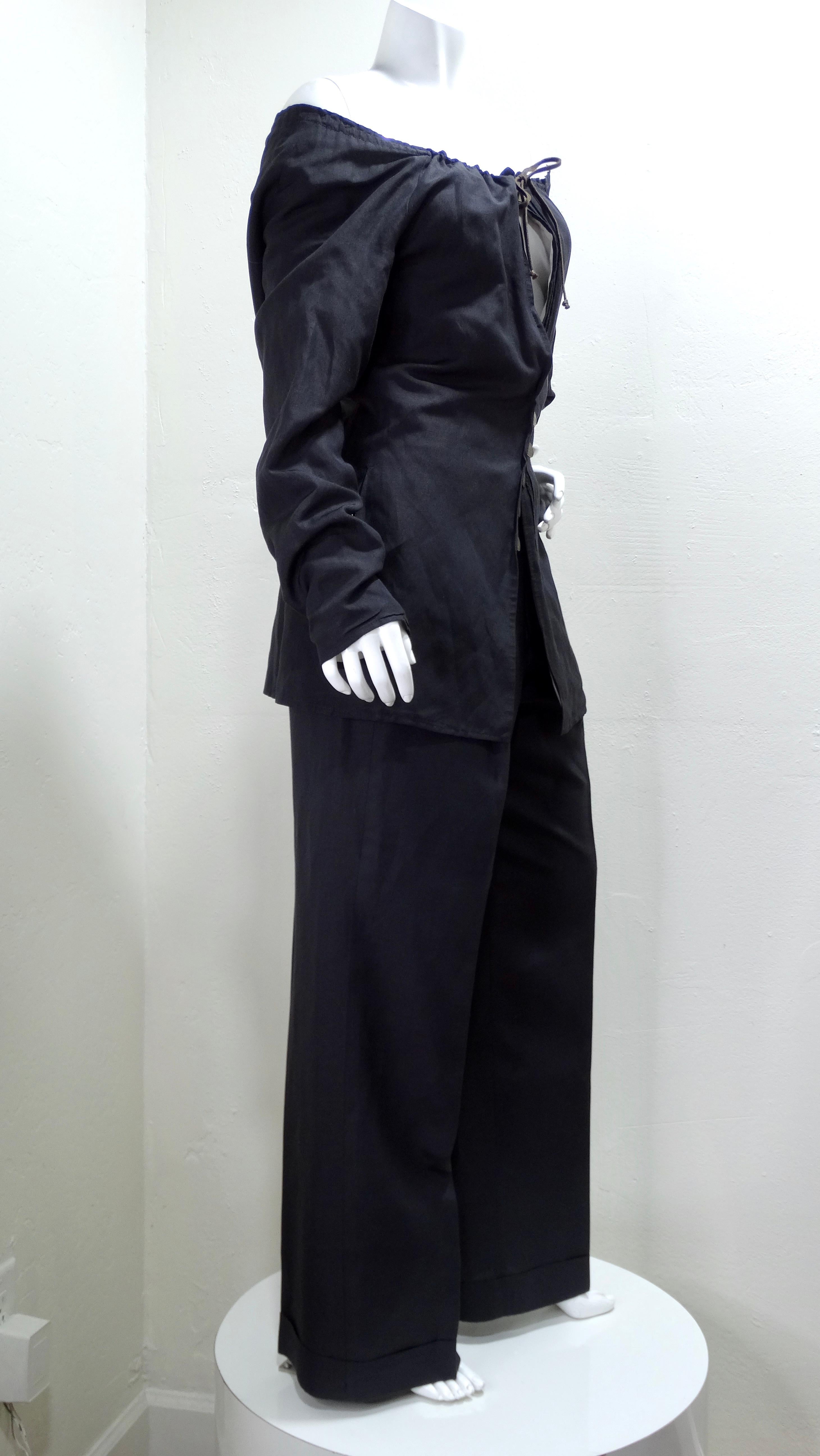Passendes Set aus Seide/Leinenhose von Jean Paul Gaultier Damen im Angebot