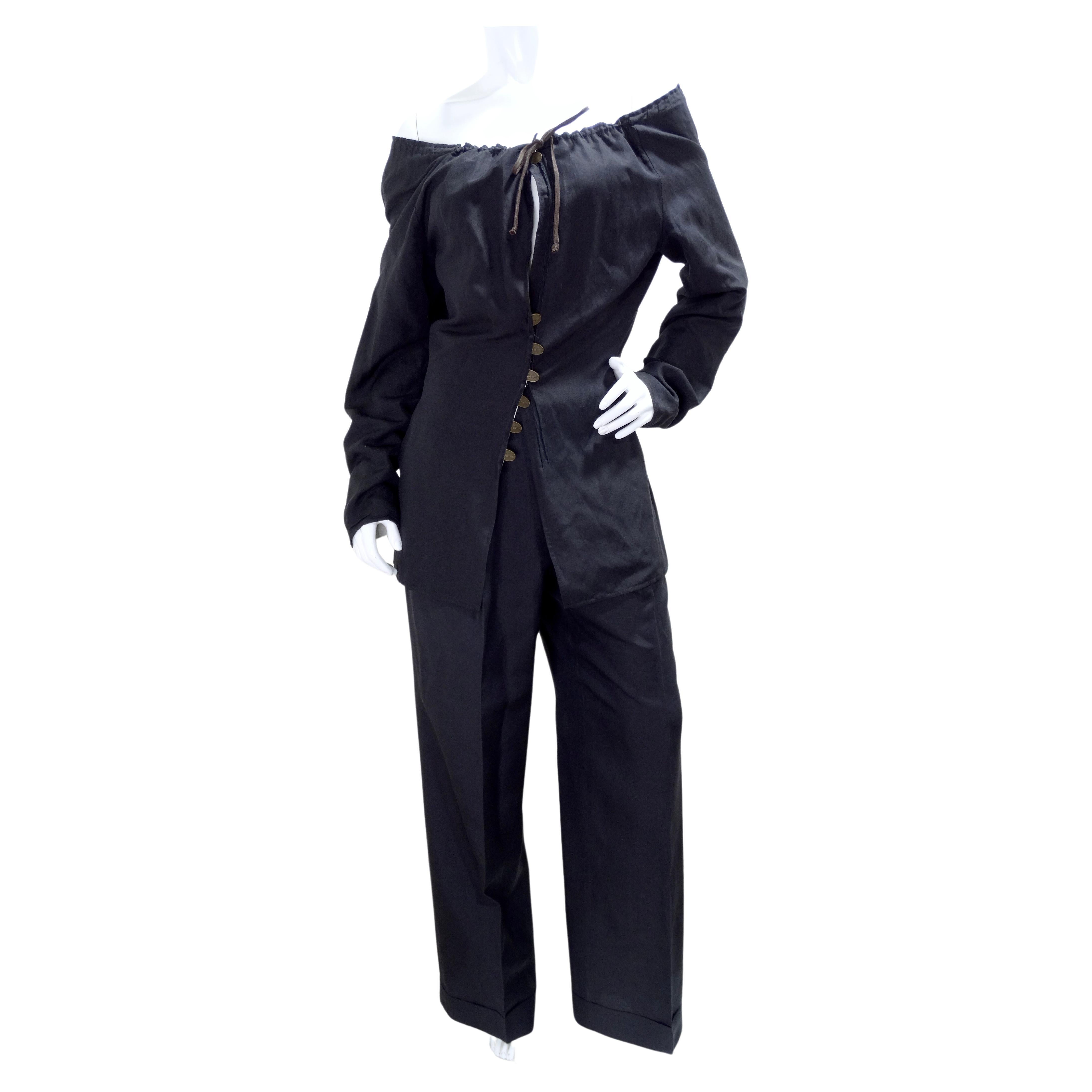 Jean Paul Gaultier Silk/Linen Trouser Matching Set For Sale