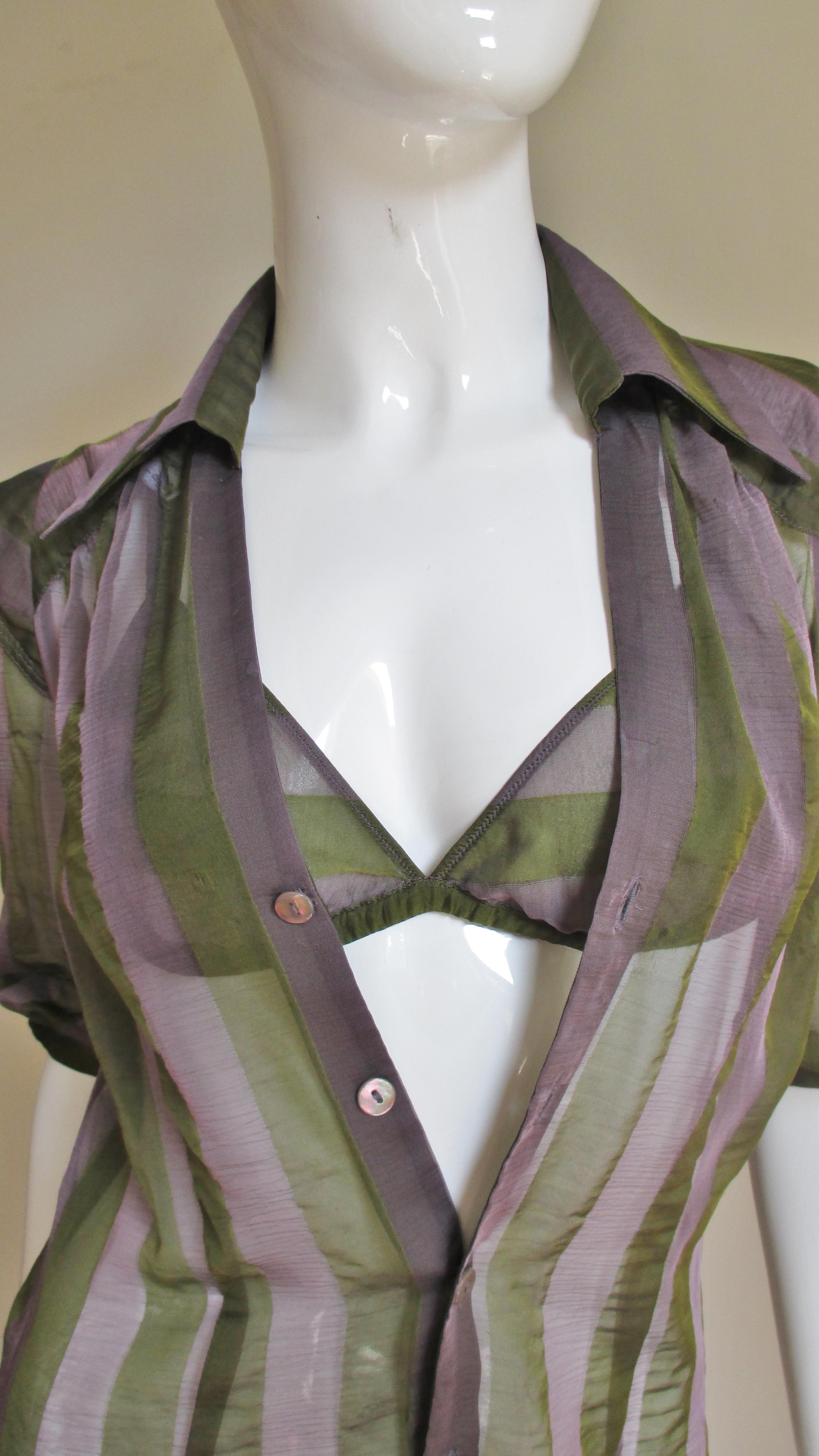 Women's Jean Paul Gaultier Silk Shirt and Matching Bralette