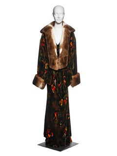Jean Paul Gaultier Silk Velvet Fur Dress and Robe Ensemble, FW 2005