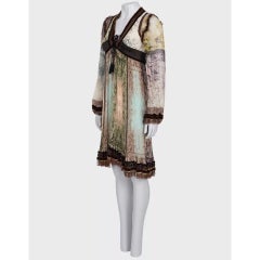 Jean Paul Gaultier Silk Velvet Trim Dress IT40 S