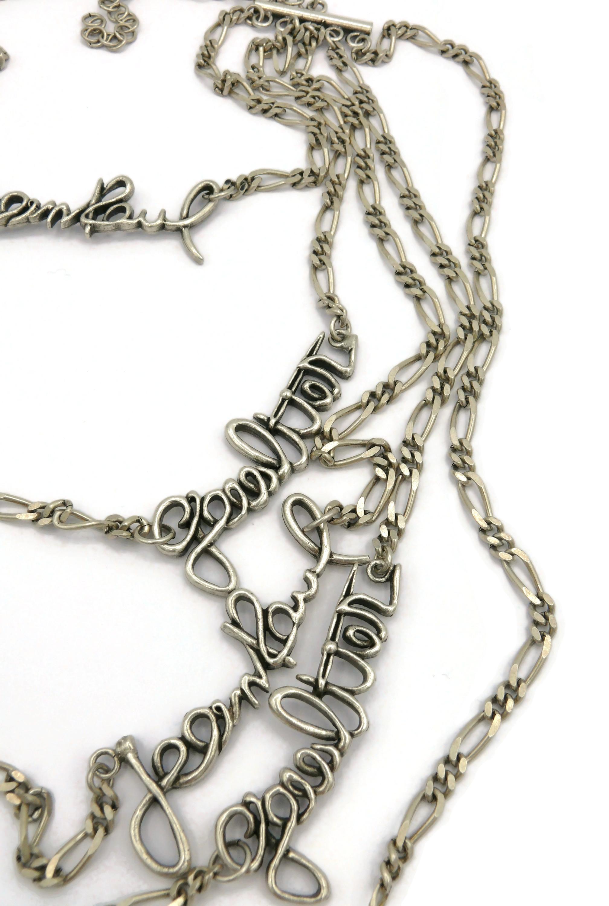 Women's JEAN PAUL GAULTIER Silver Tone Cursive Signature Multi-Strand Necklace For Sale