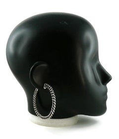 Jean Paul Gaultier Silver Toned Curb Chain Hoop Earrings