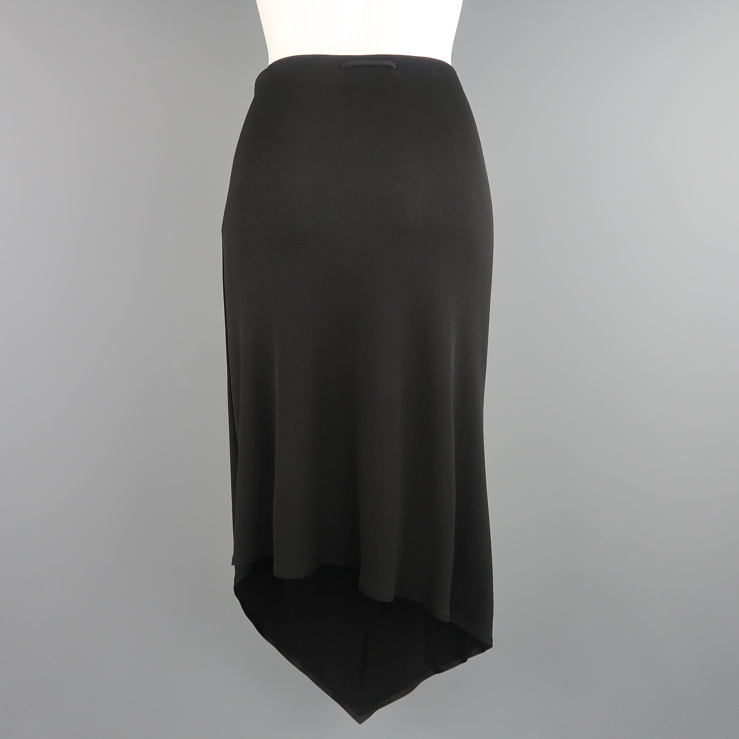 Women's JEAN PAUL GAULTIER Size 10 Black Rayon Asymmetrical Point Hem A Line Skirt For Sale