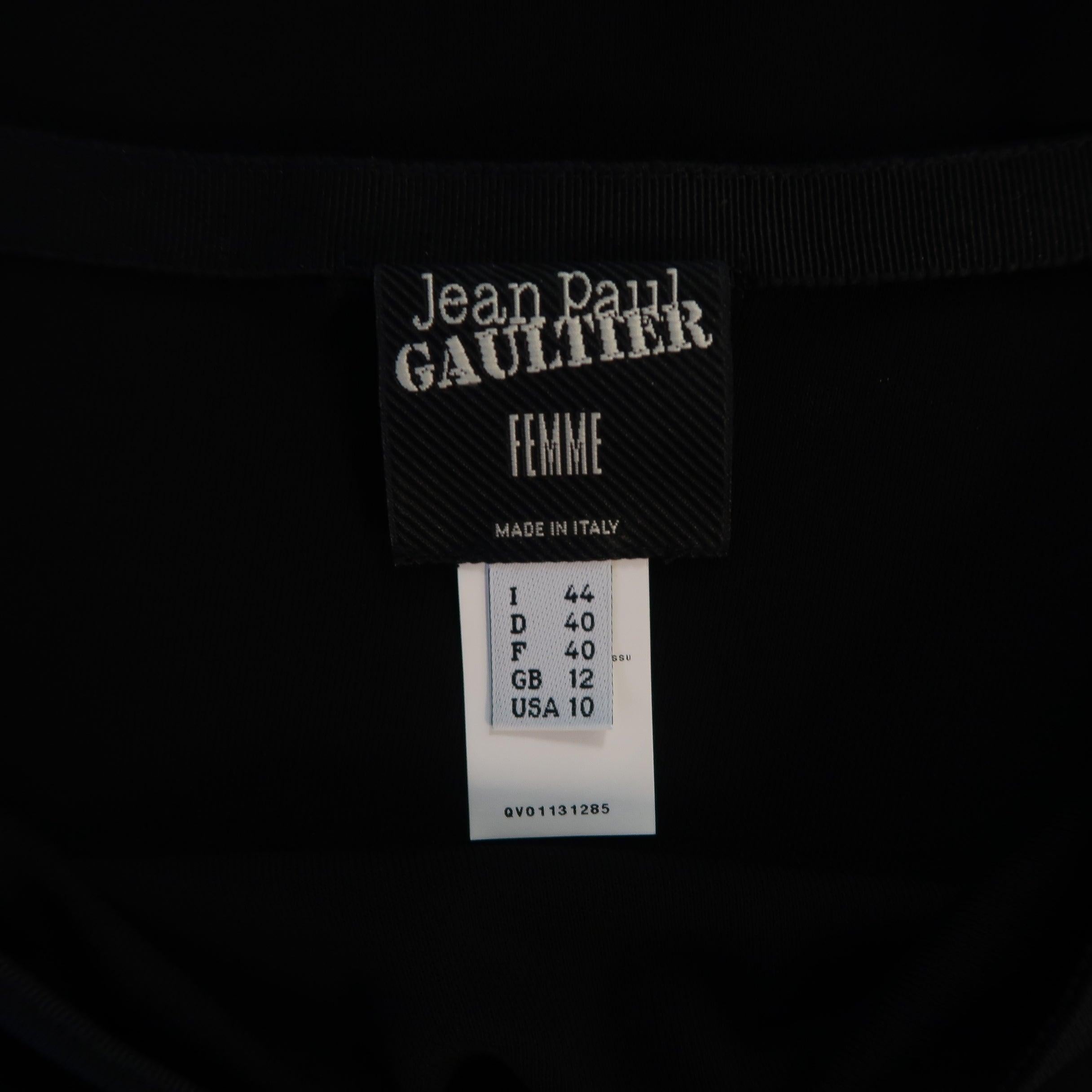 JEAN PAUL GAULTIER Size 10 Black Rayon Asymmetrical Point Hem A Line Skirt For Sale 2