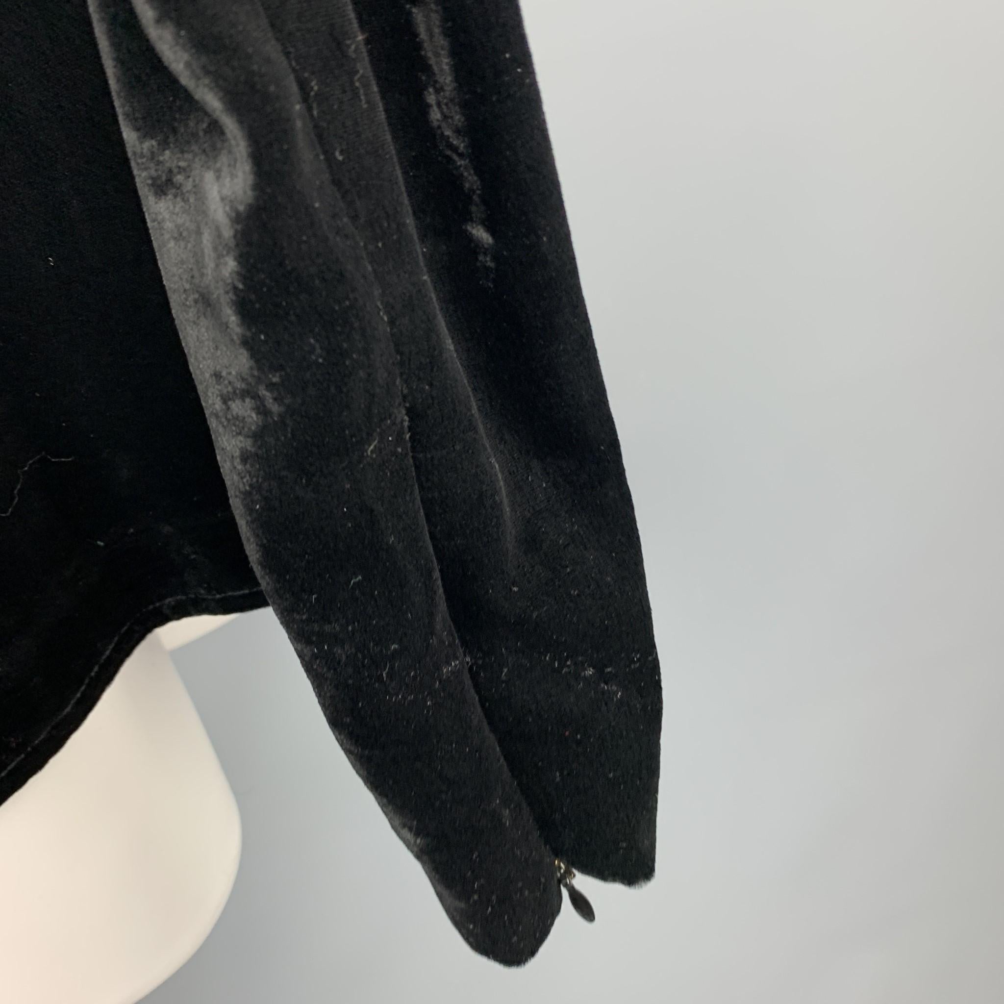 JEAN PAUL GAULTIER Size 10 Black Silk Blend Velour Band Collar Dress Top 1