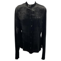 JEAN PAUL GAULTIER Size 10 Black Silk Blend Velour Band Collar Dress Top