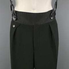JEAN PAUL GAULTIER Size 10 Black Wide Leg Suspender Pants