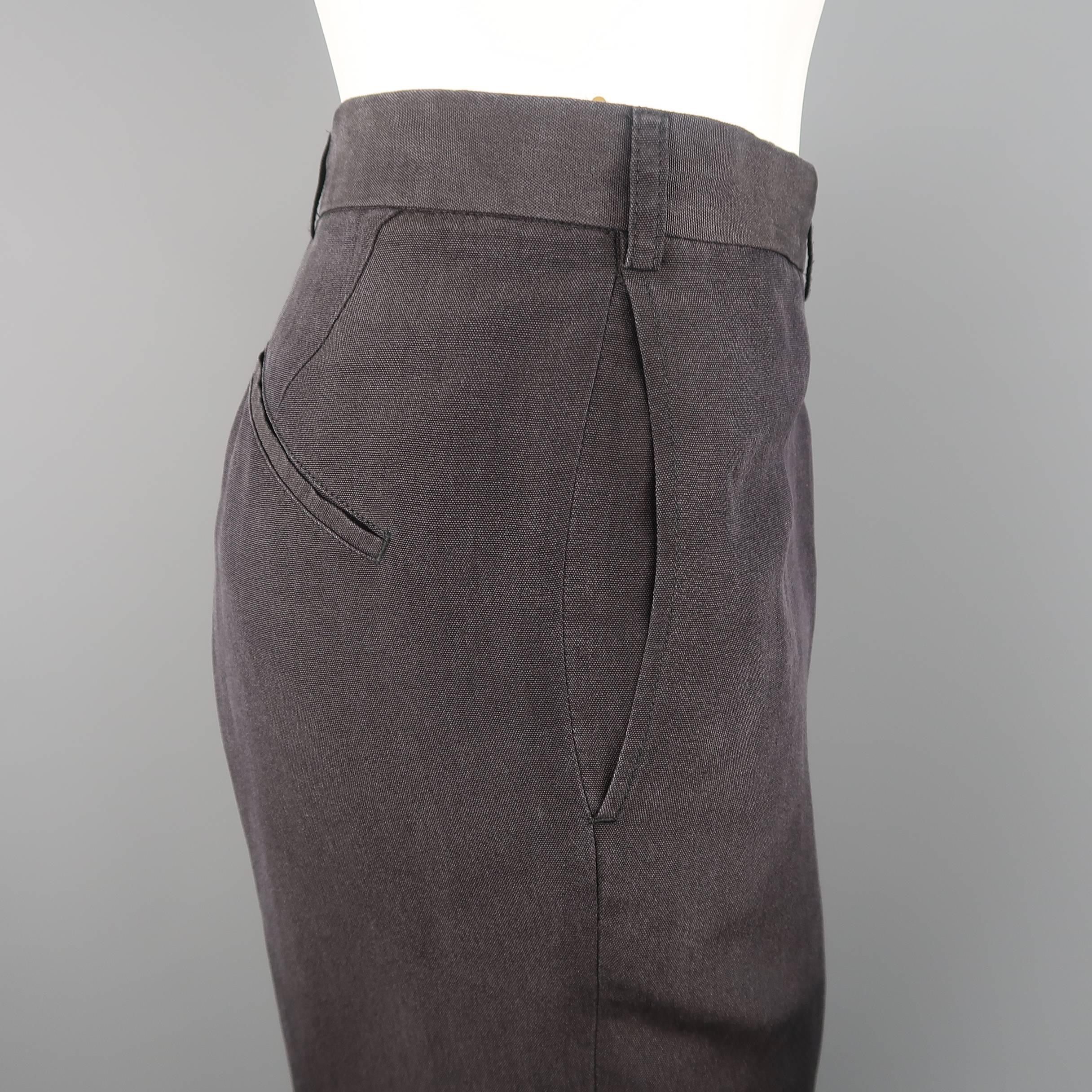 Jean Paul Gaultier Charcoal Polyester Silk Cropped Casual Pants In Good Condition In San Francisco, CA