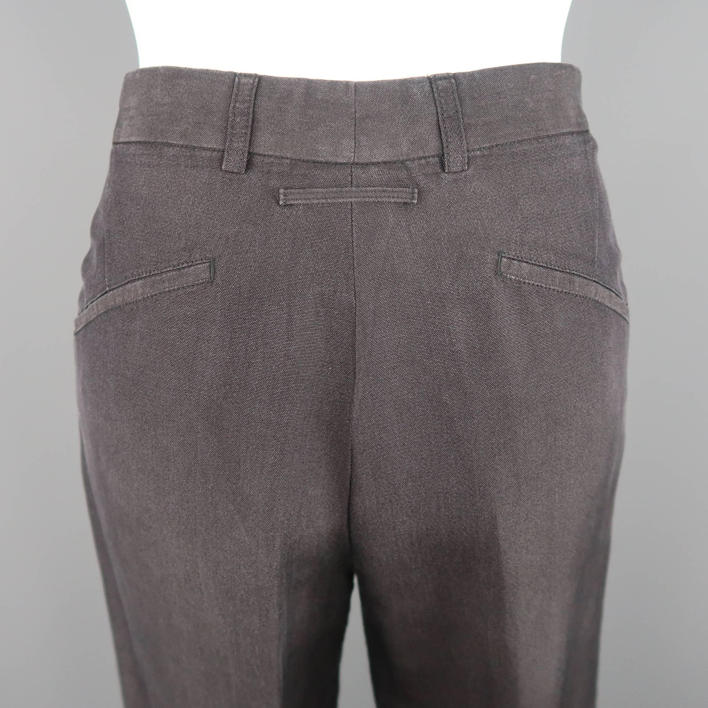Jean Paul Gaultier Charcoal Polyester Silk Cropped Casual Pants 1