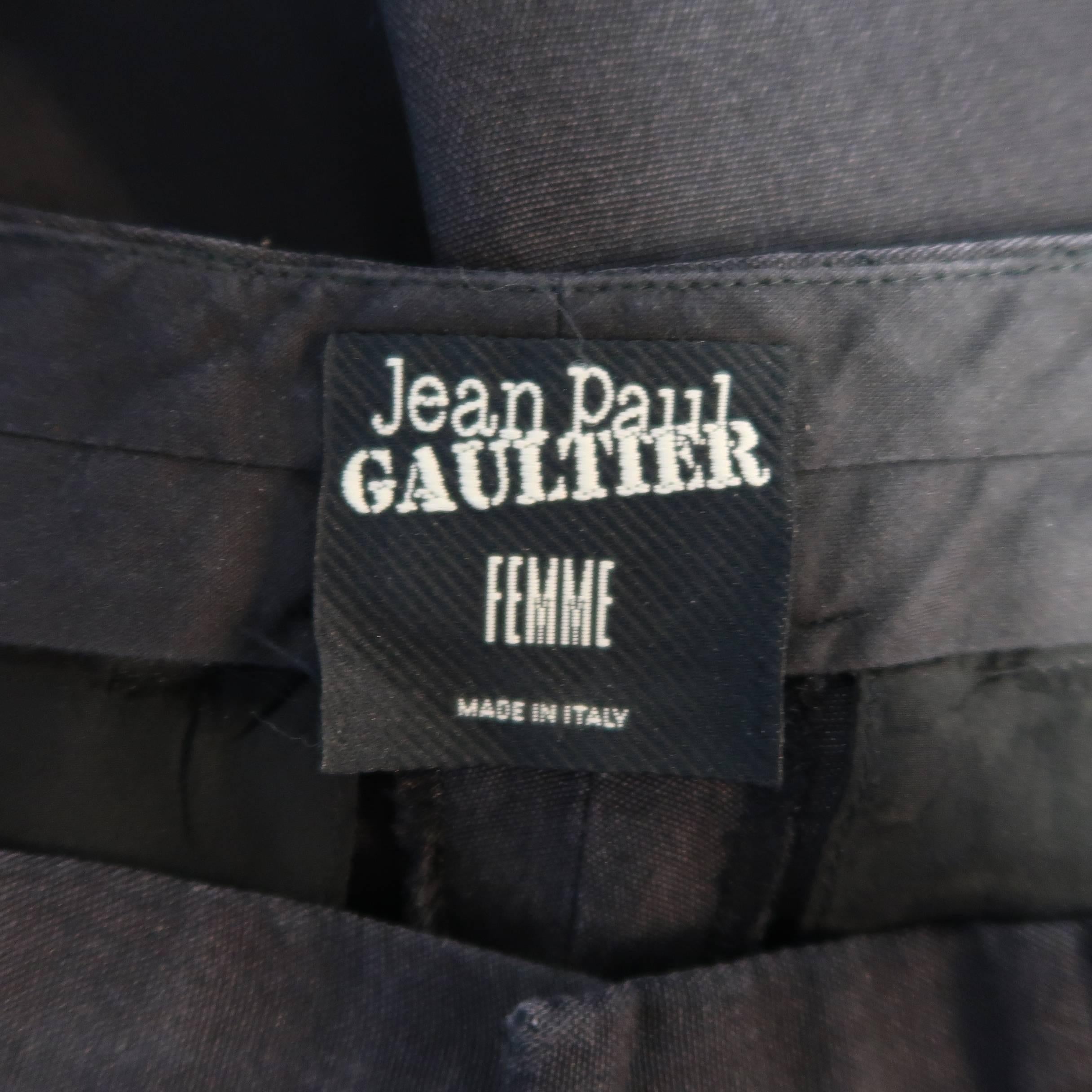 Jean Paul Gaultier Charcoal Polyester Silk Cropped Casual Pants 2