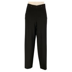 JEAN PAUL GAULTIER Size 12 Black Wool Rayon Wide Leg Dress Pants