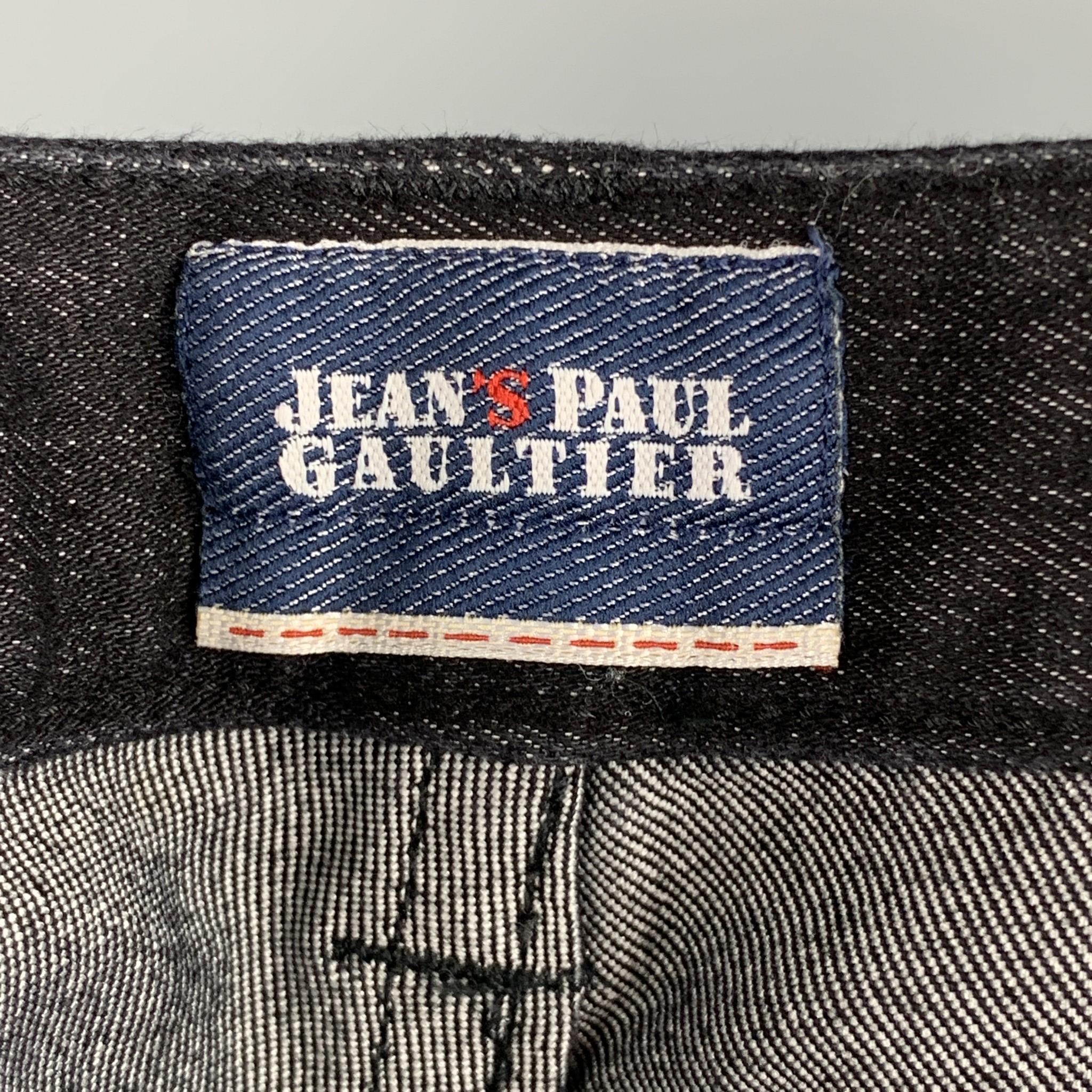 JEAN PAUL GAULTIER Size 29 Black Denim Low Rise Laced Leg Jeans In Excellent Condition In San Francisco, CA