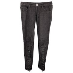 Jean en jean noir à lacets taille basse Jean Paul Gaultier, Taille 29
