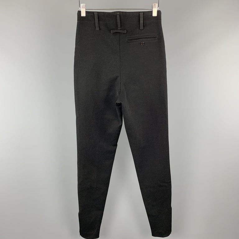 JEAN PAUL GAULTIER Size 30 Black Wool Twill Stretch Riding Pants For ...