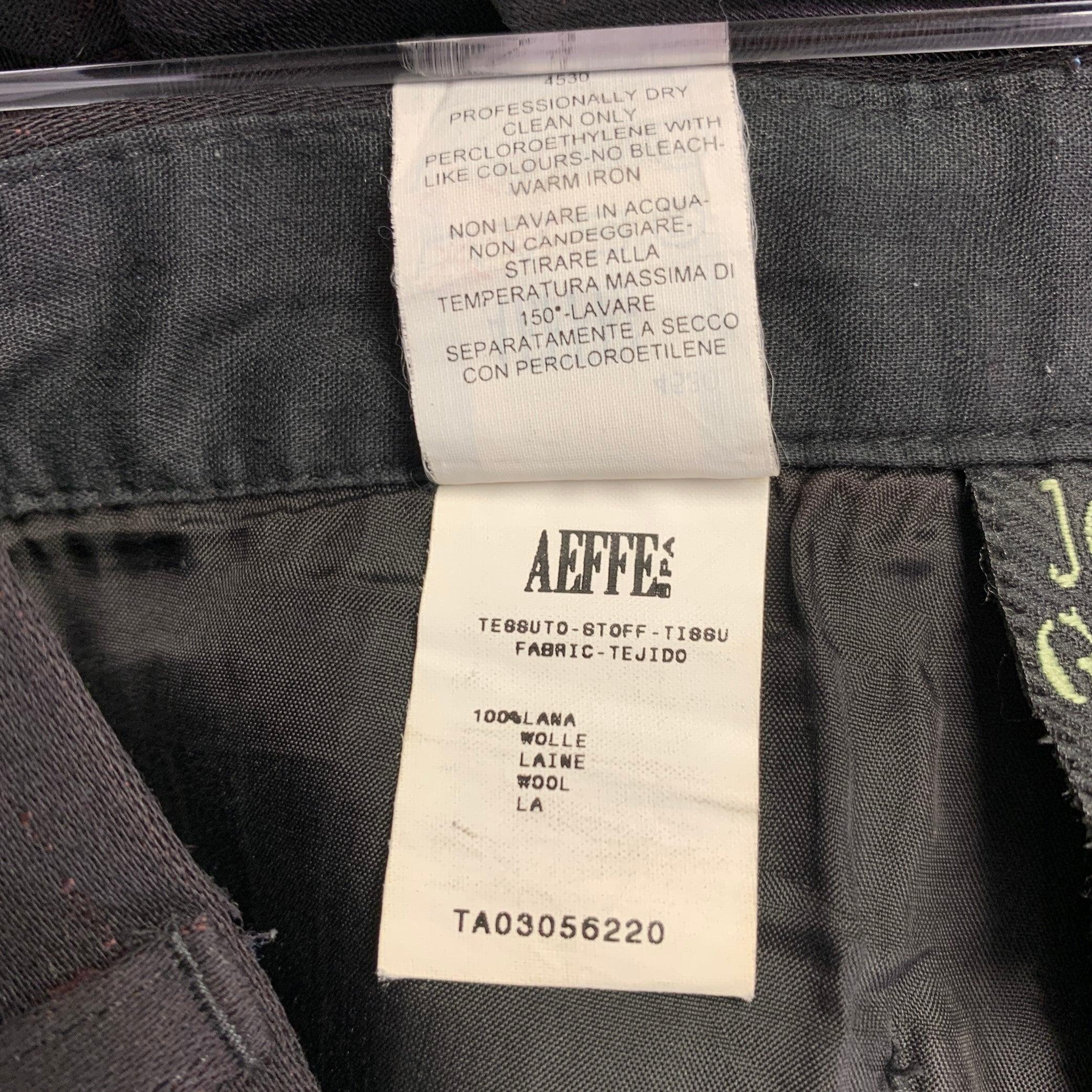 JEAN PAUL GAULTIER Size 32 Black Burgundy Stripe Wool Flat Front Dress Pants For Sale 2